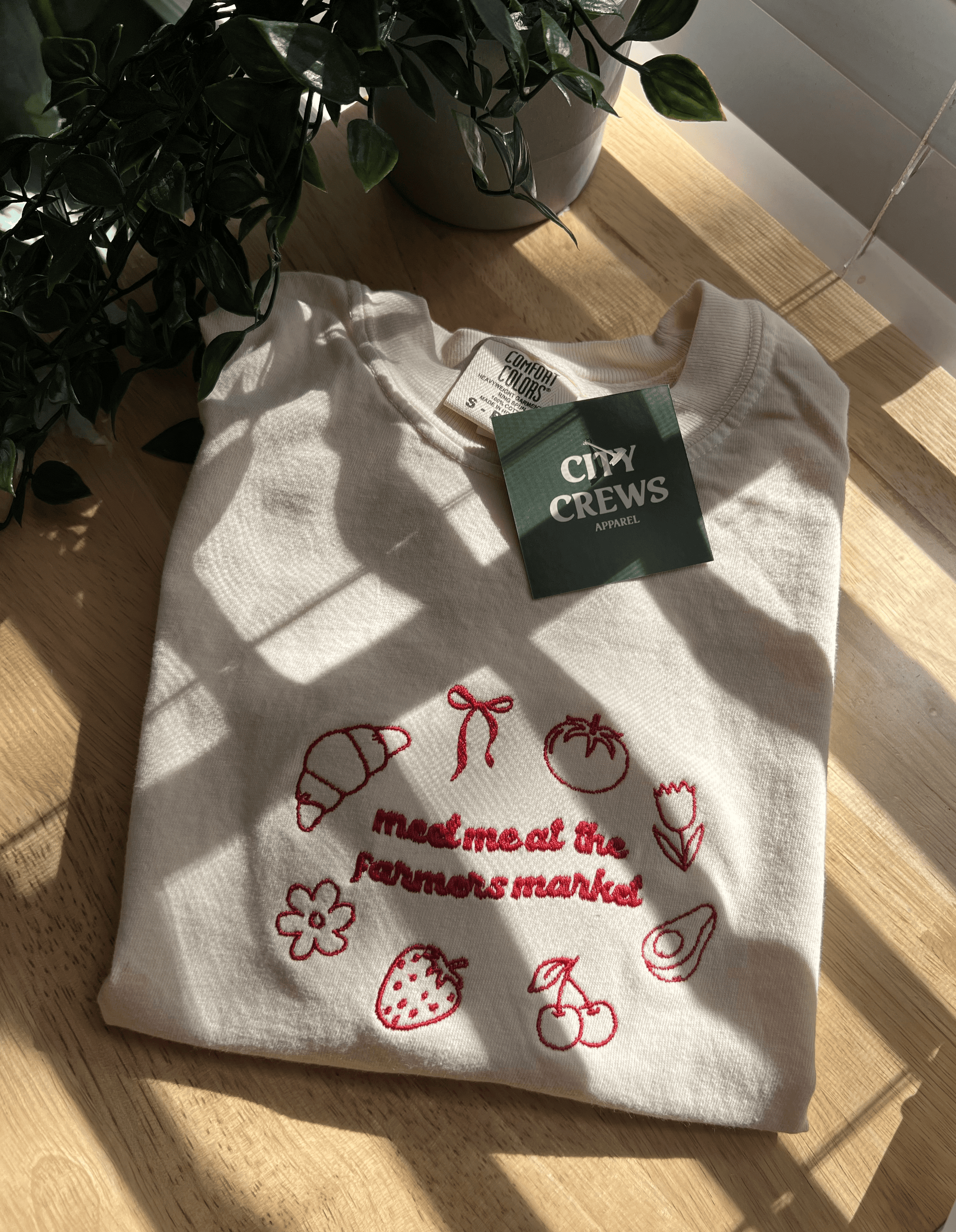Farmer Market Embroidered Tee, Fruit icons Embroidery tee