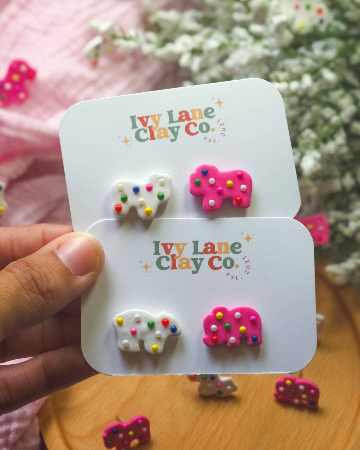 Frosted Animal Cookies | Food | Dessert | Clay Stud Earrings