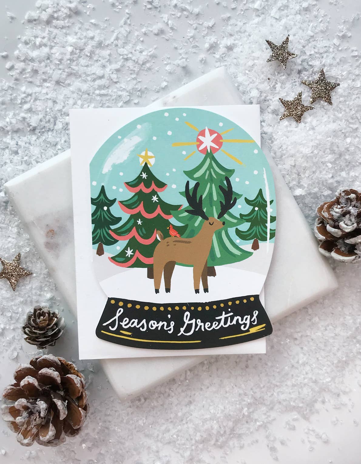 Snow Globe Die Cut Holiday Greeting Card