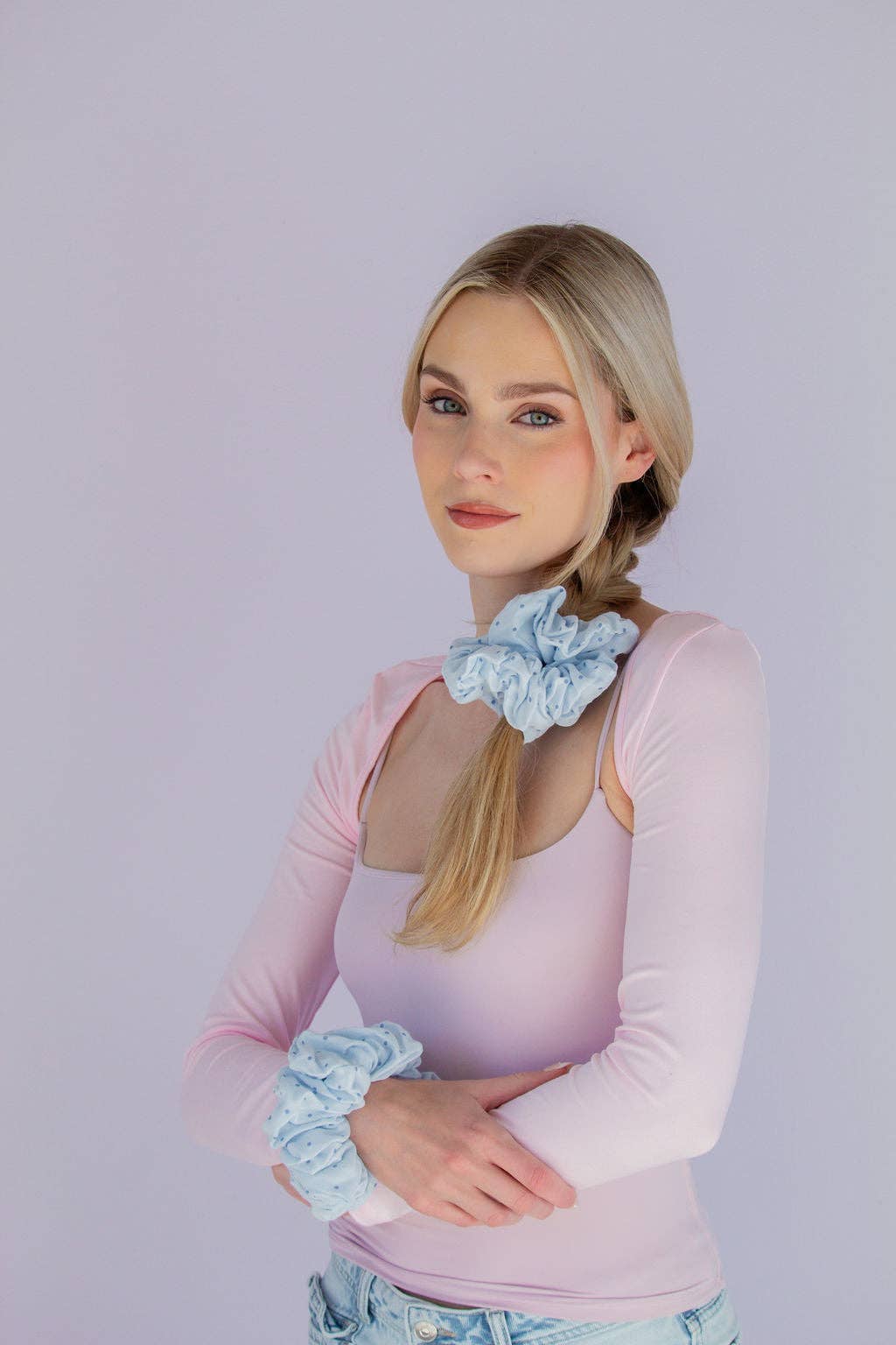 Blue Polka Dot Jumbo Scrunchie