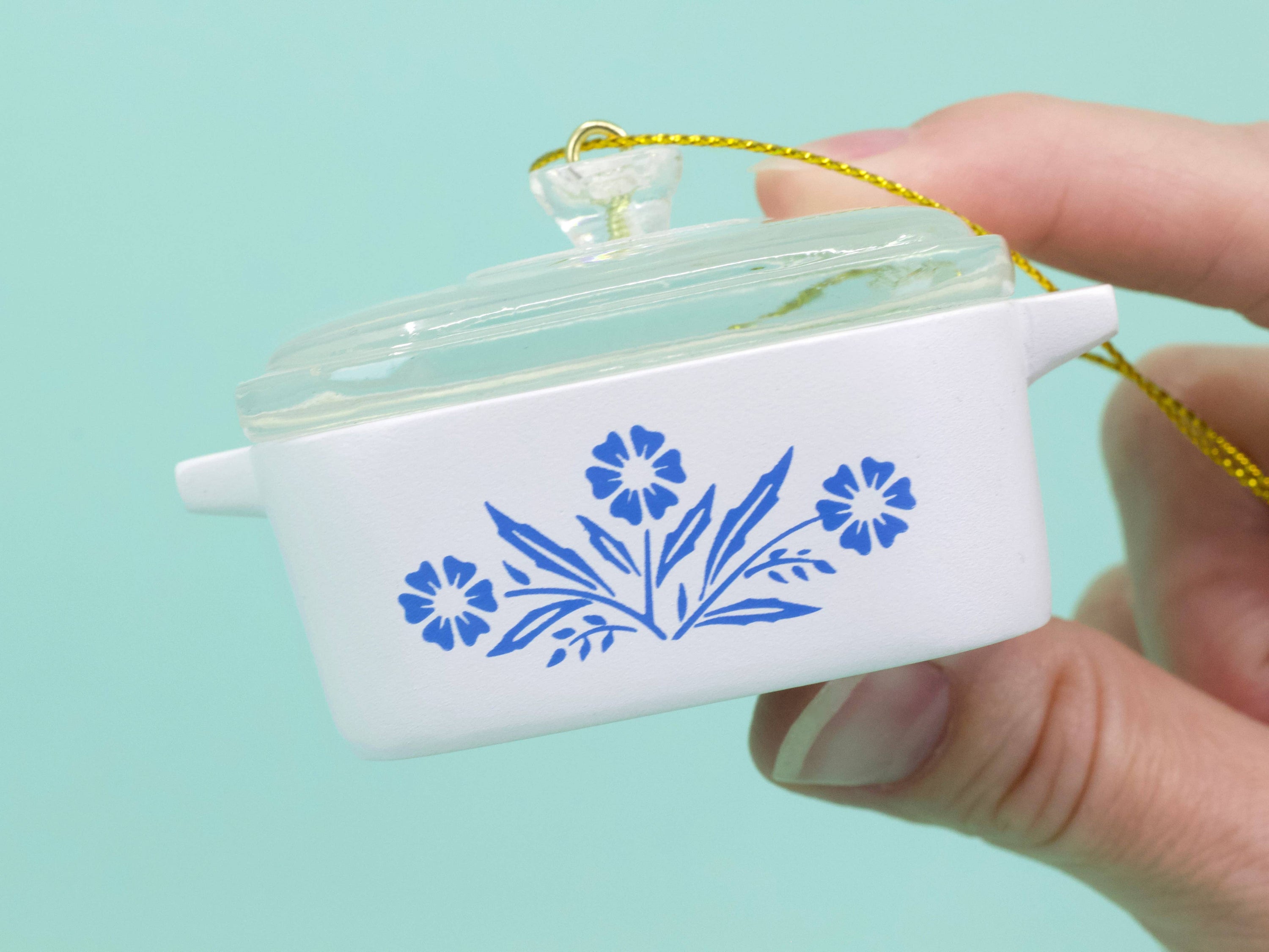 Mini Cornflower Ornament – Corning Ware–Inspired Casserole
