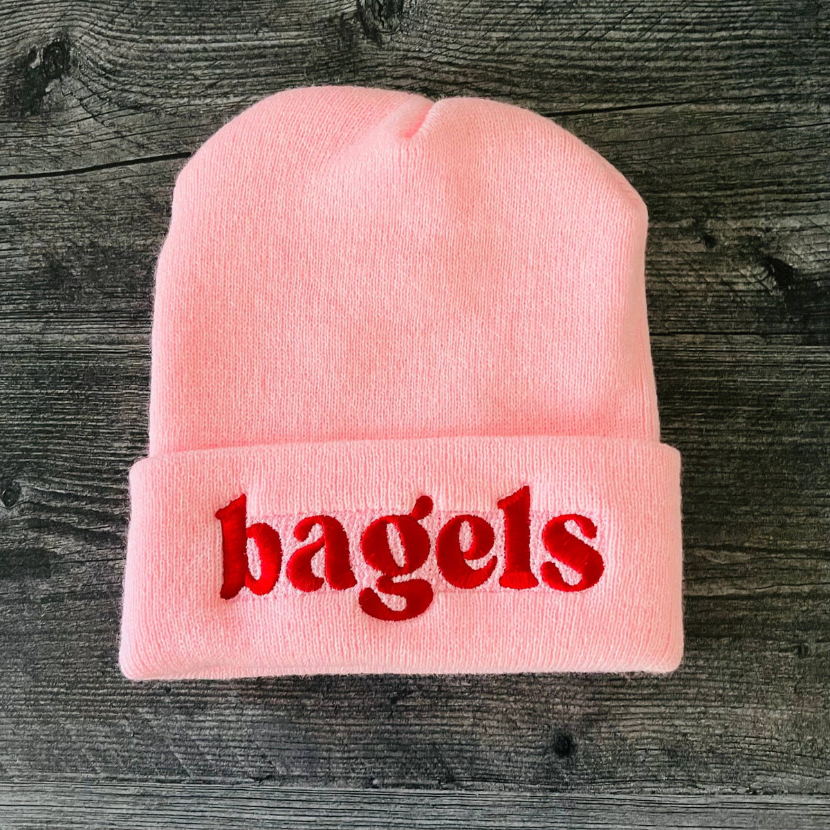 Bagels knit beanie Winter hat Made in America usa foodie