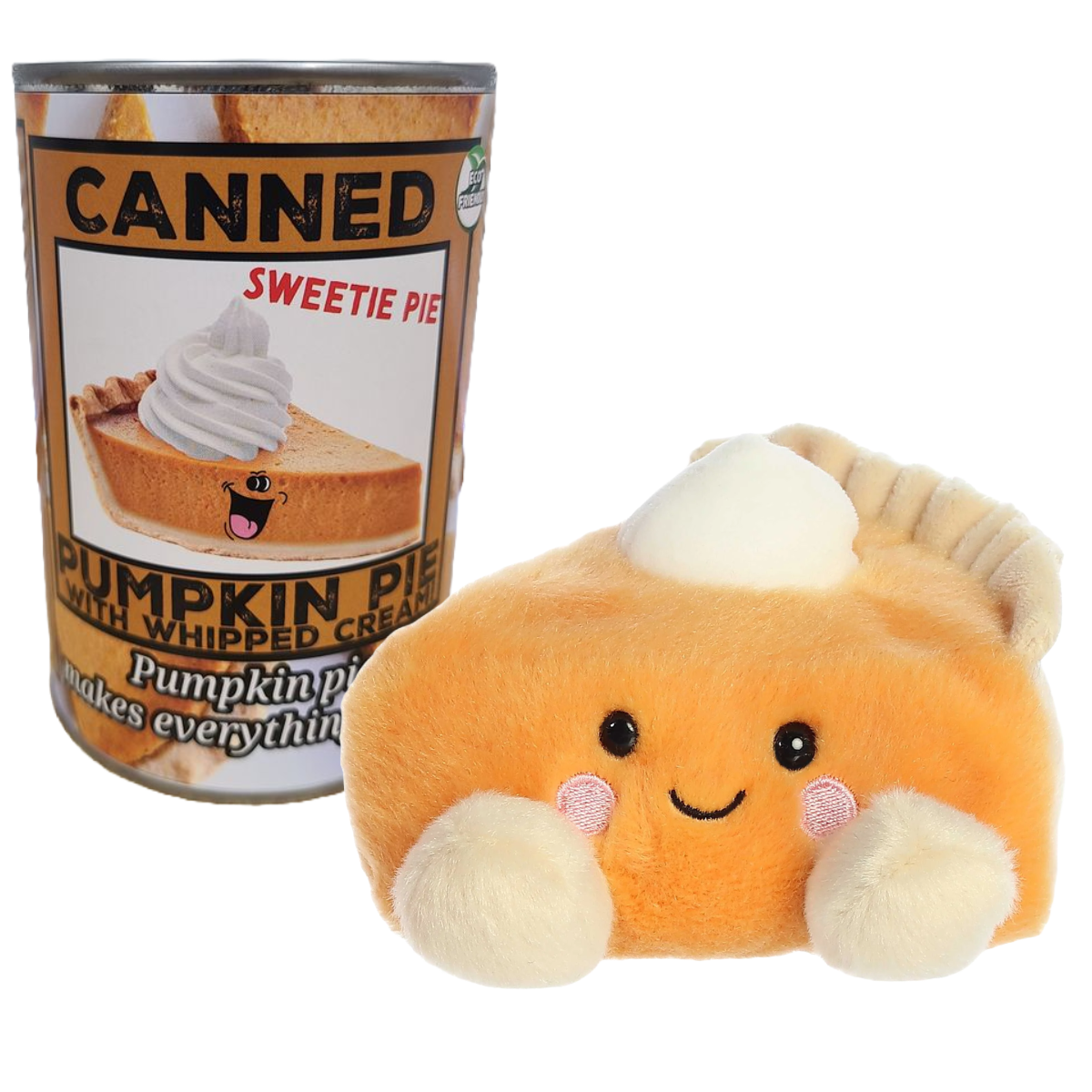 Canned Pumpkin Pie with Whipped Cream - Fall Plush Gift