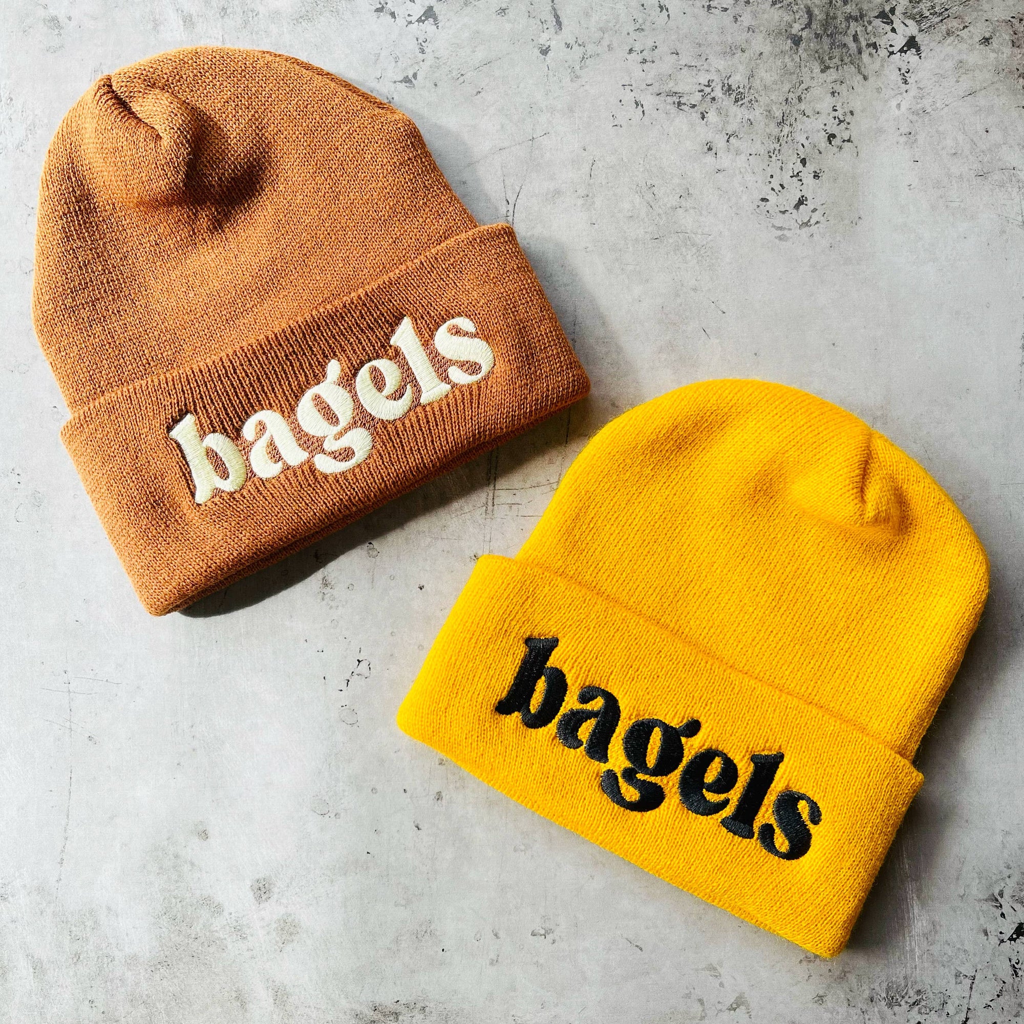 Bagels knit beanie Winter hat Made in America usa foodie