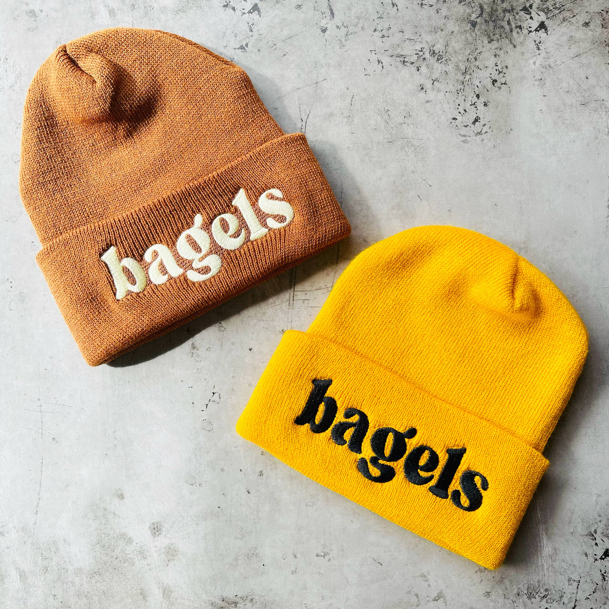 Bagels knit beanie Winter hat Made in America usa foodie