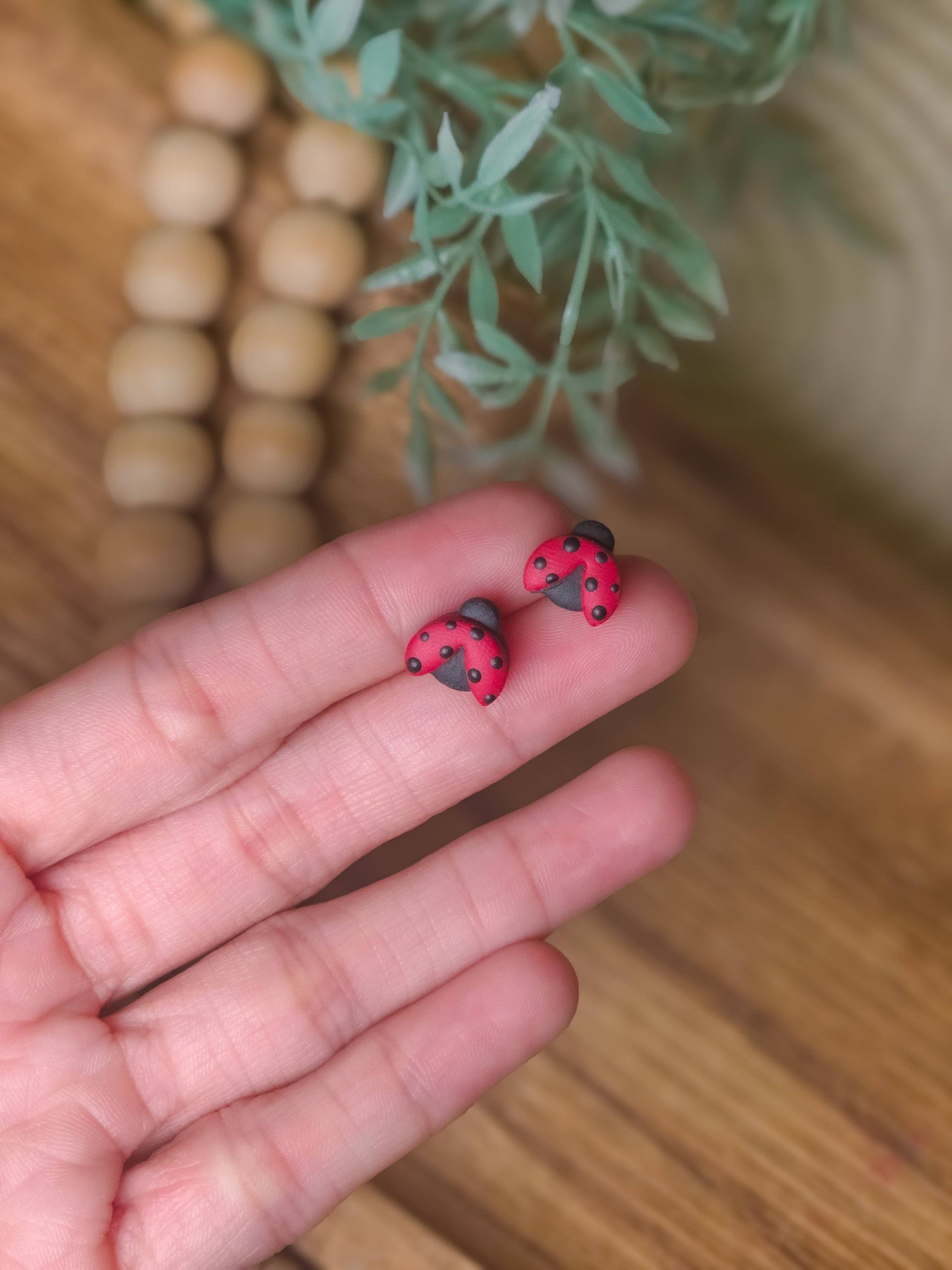Little Ladybug Stud Earrings | Cottagecore | Polymer Clay
