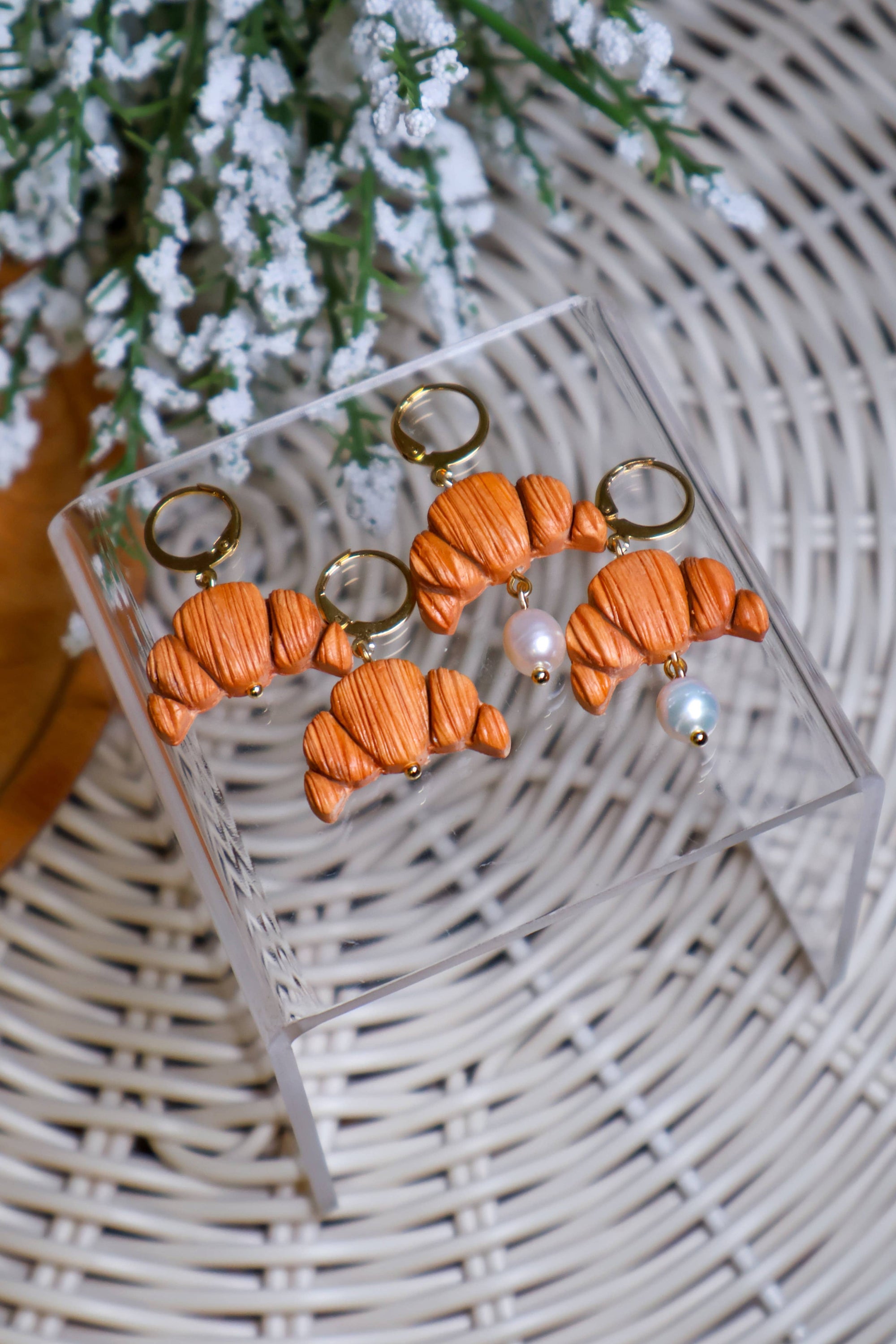 Croissant Huggies | Bakery | Food | Polymer Clay Earrings