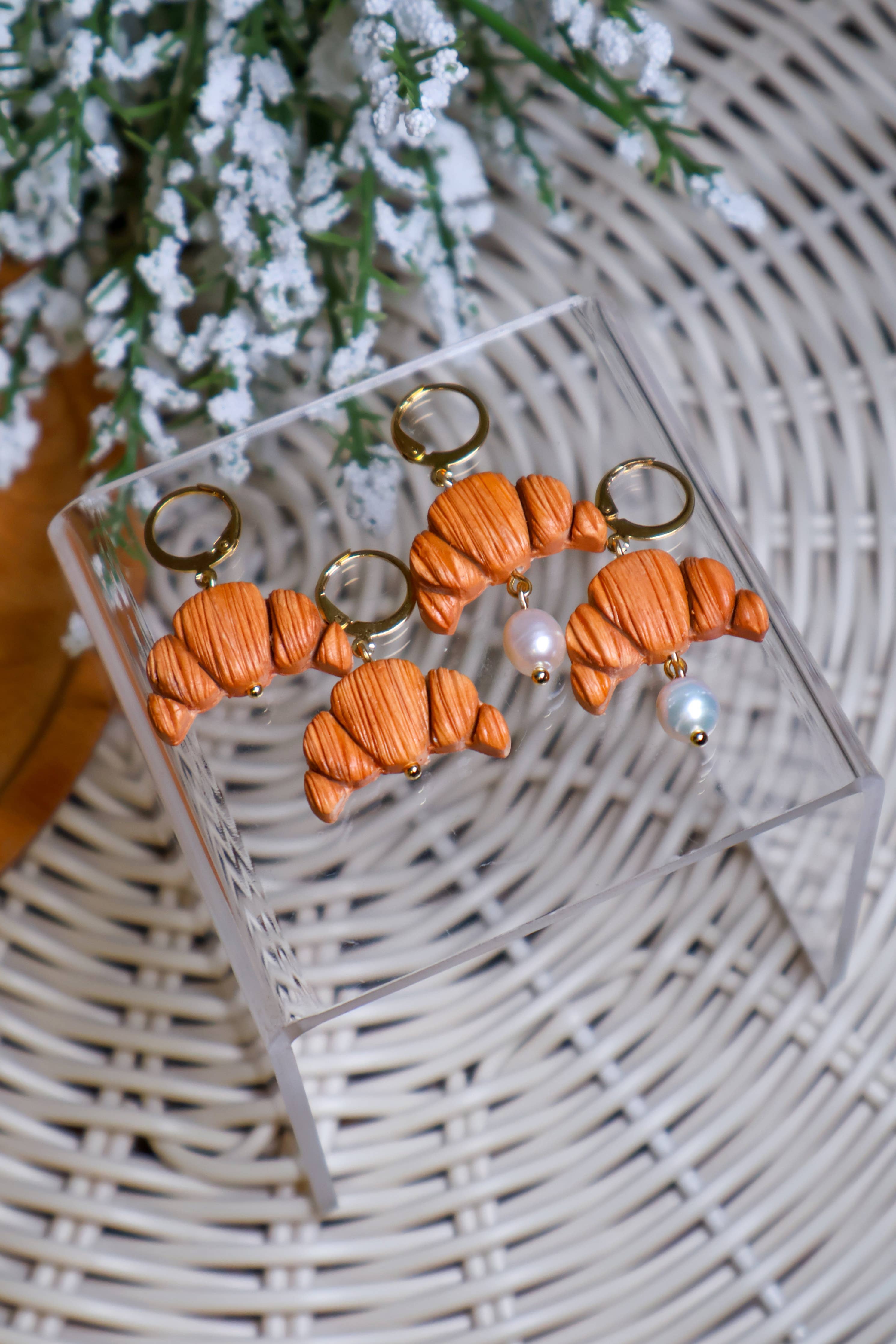 Croissant Huggies | Bakery | Food | Polymer Clay Earrings