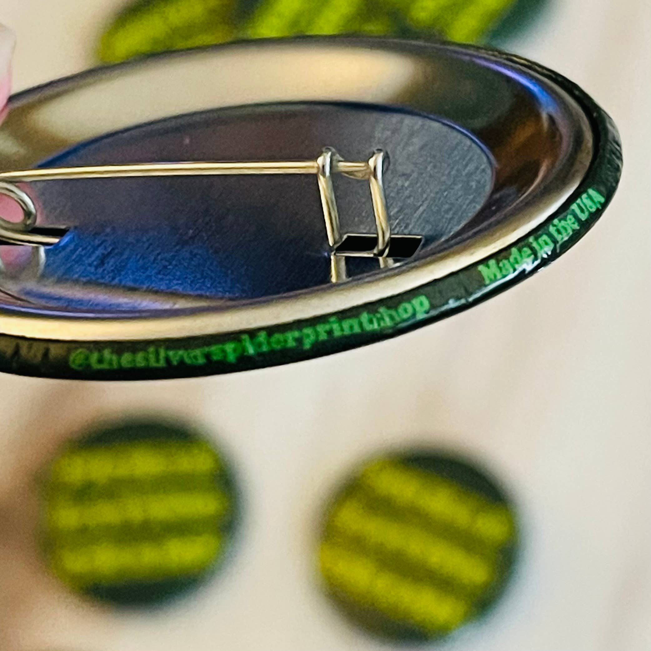 Pickle eating champ retro style Pinback button pin foodie