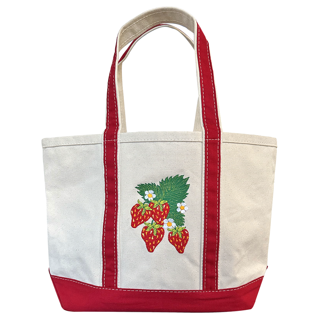PRE ORDER Strawberry Red BiG Canvas Tote Bag Vintage Inspired