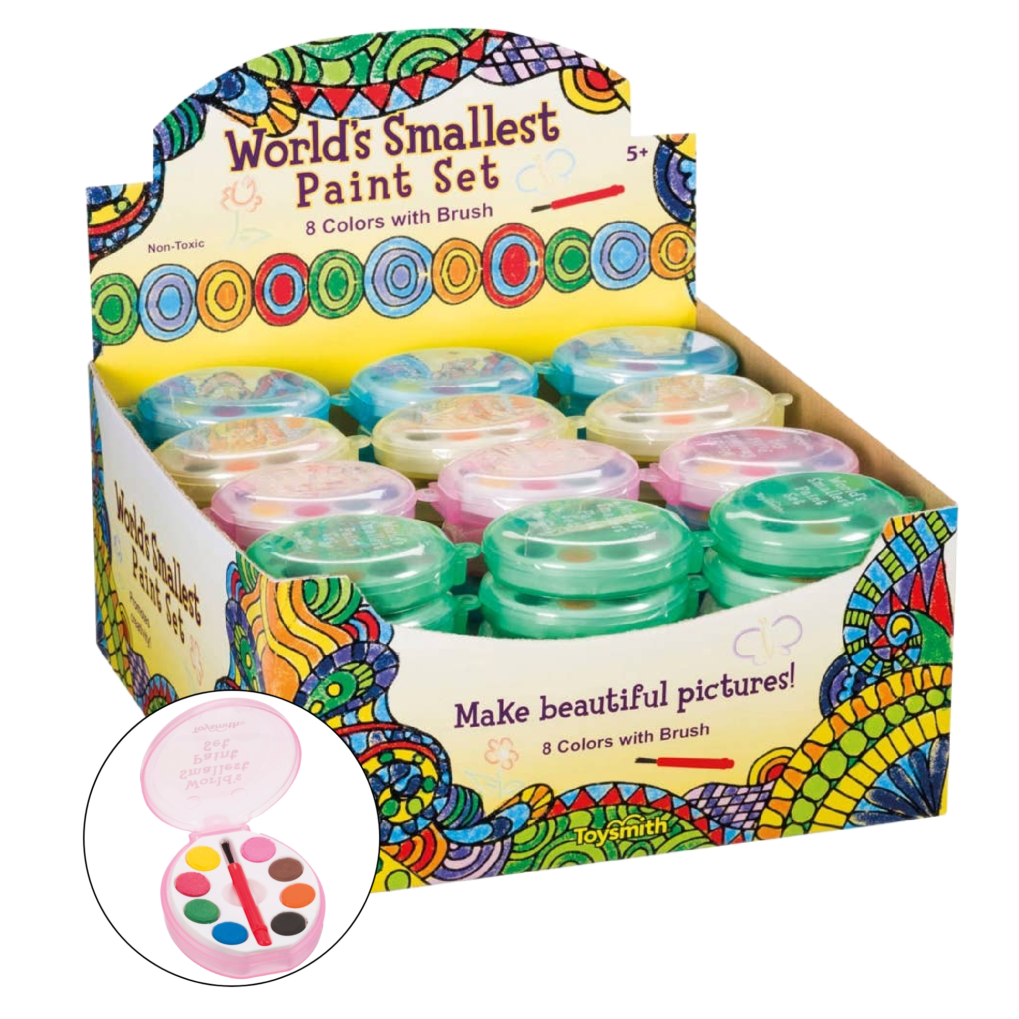 Mini Watercolor Paint Set, 8 Colors With Brush, Party Favors