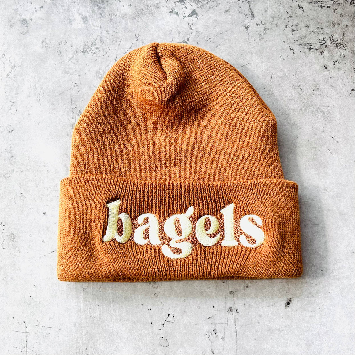 Bagels knit beanie Winter hat Made in America usa foodie