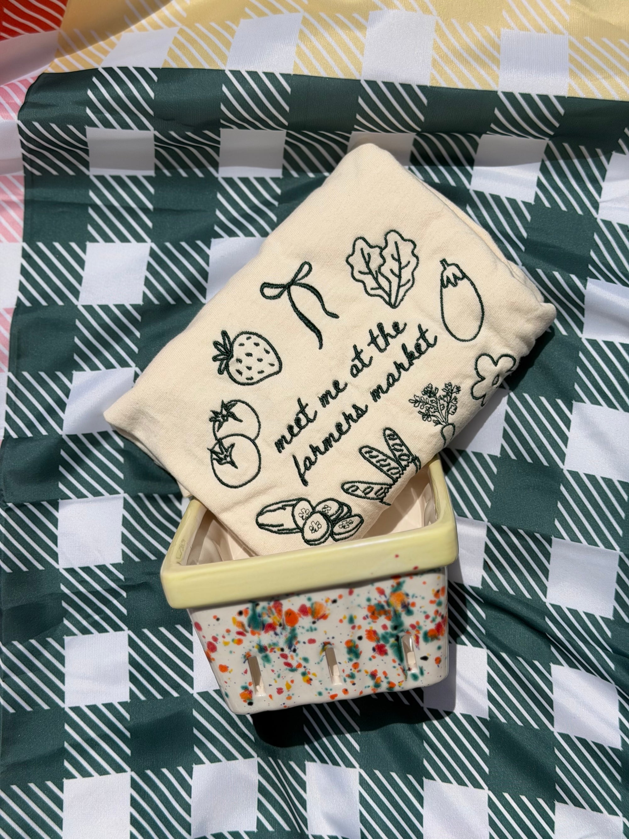 Embroidered Farmers Market Women's Crop Tshirt