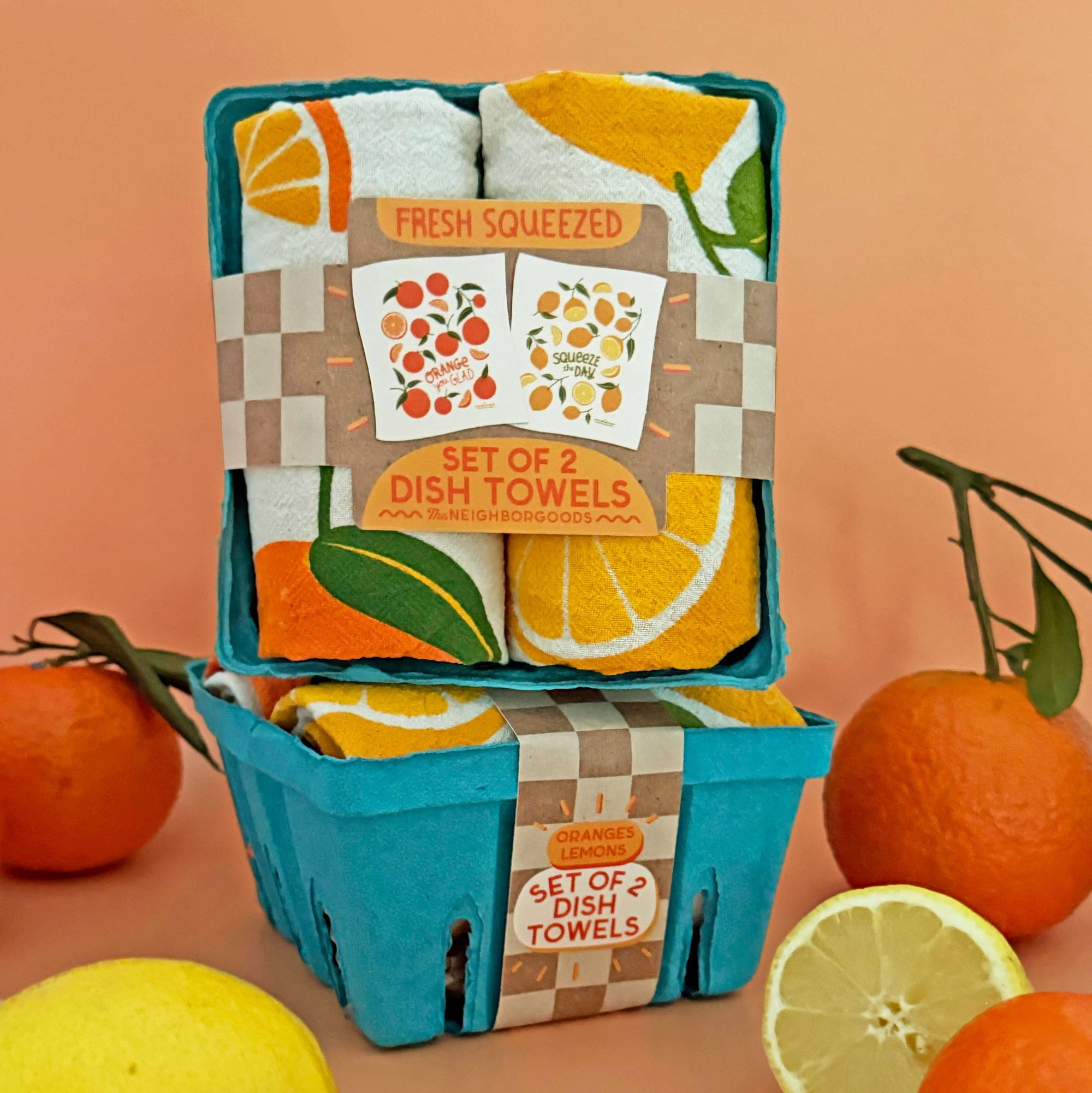 FRESH SQUEEZED (Orange, Lemon) - Tea Towel Set of 2