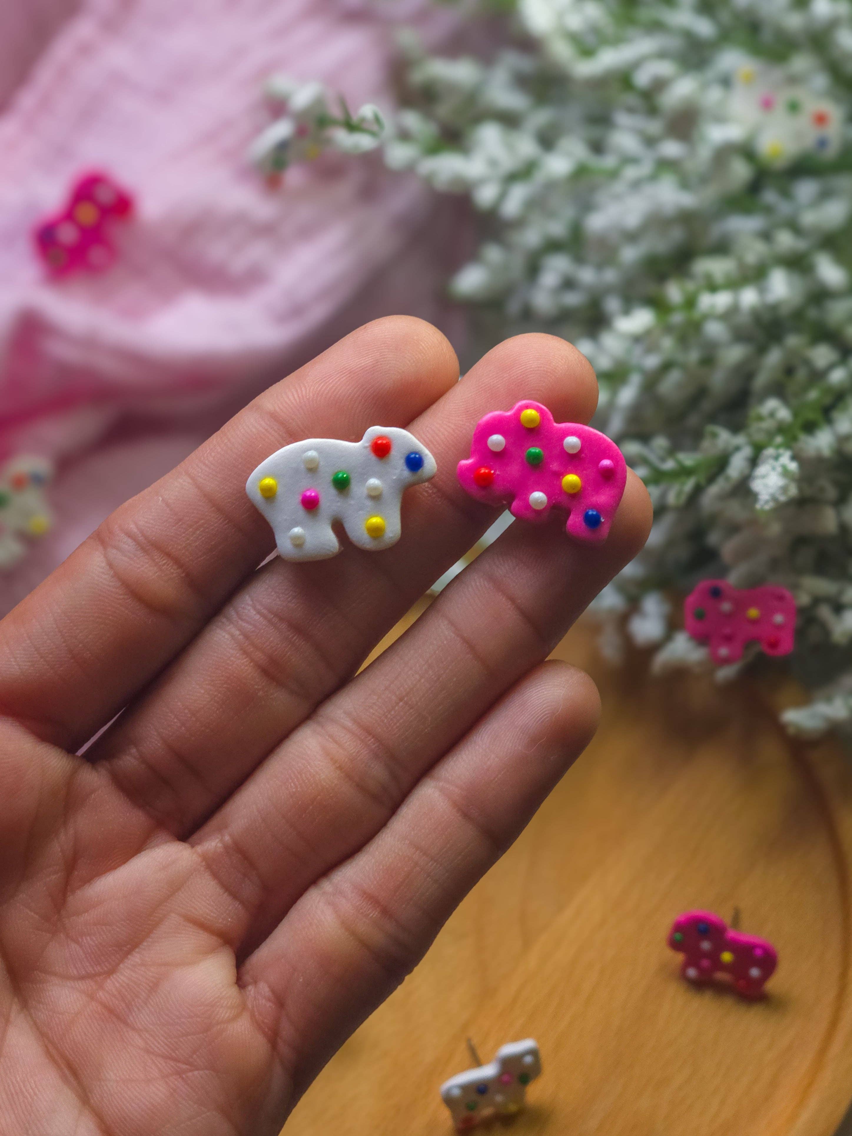 Frosted Animal Cookies | Food | Dessert | Clay Stud Earrings
