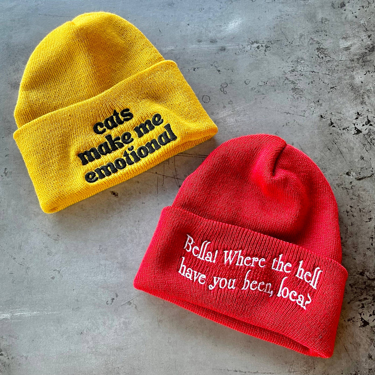 Cats make me emotional knit beanie hat Made in America