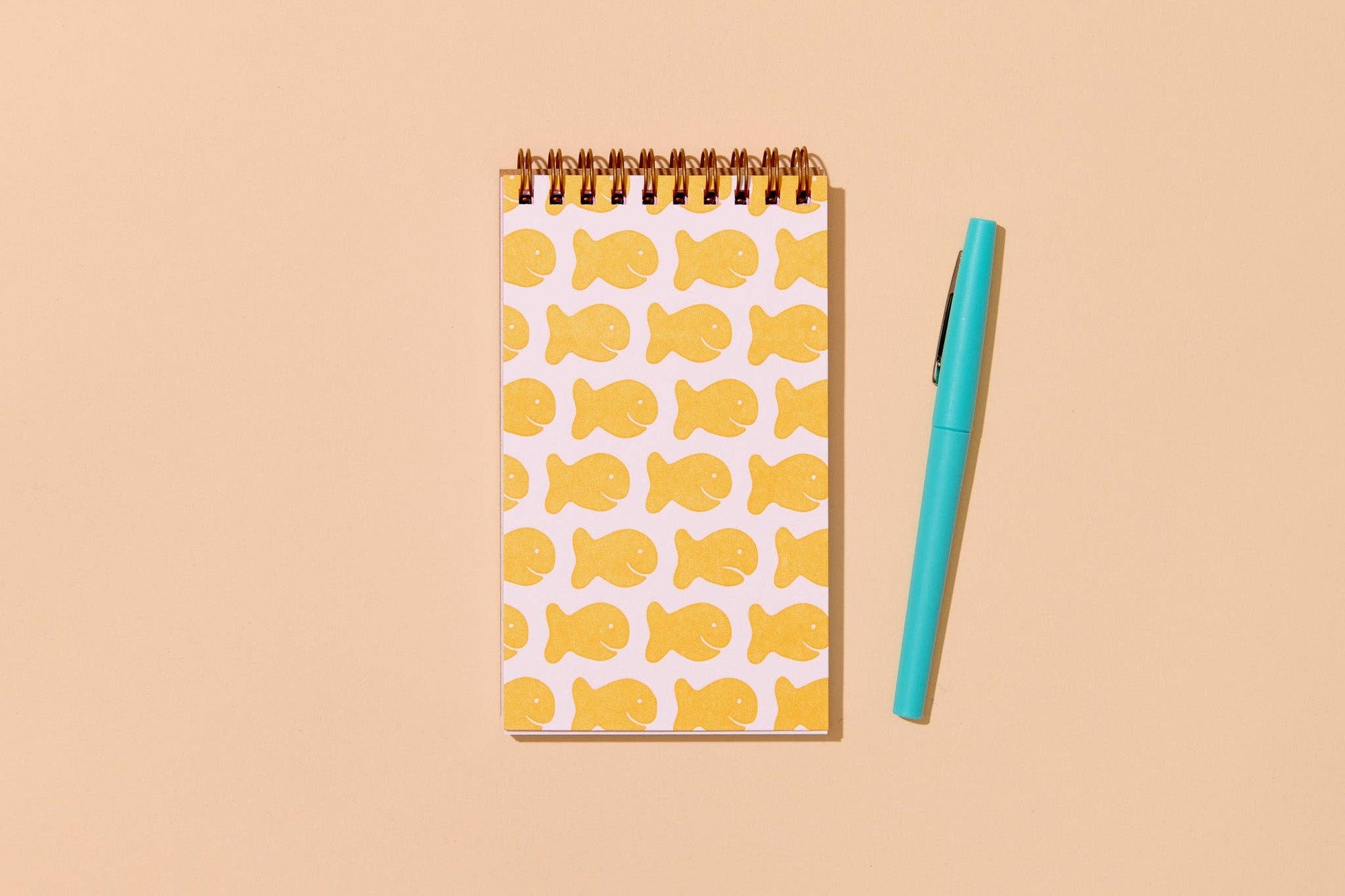 Letterpress Small Spiral Notebook—Goldfish Cracker (Cute Kid
