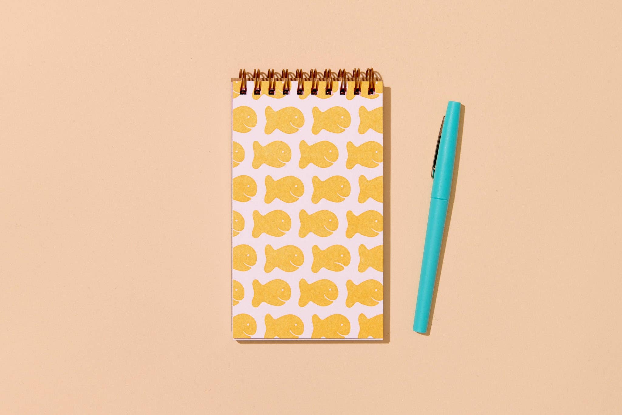 Letterpress Small Spiral Notebook—Goldfish Cracker (Cute Kid