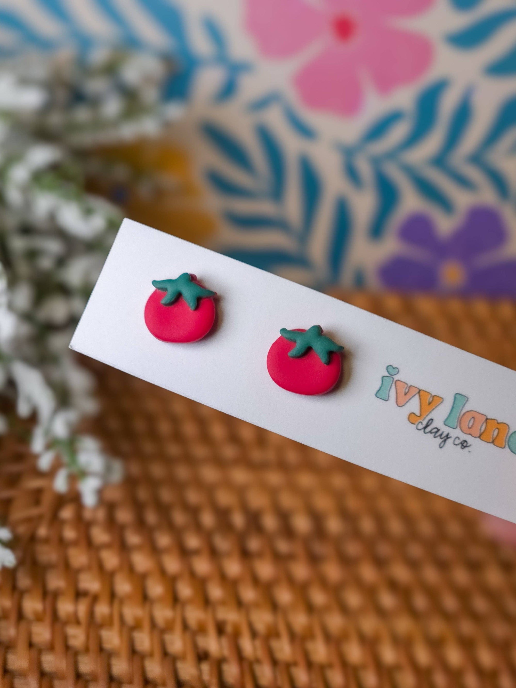 Tomato Stud Earrings | Fruits & Veggies | Polymer Clay