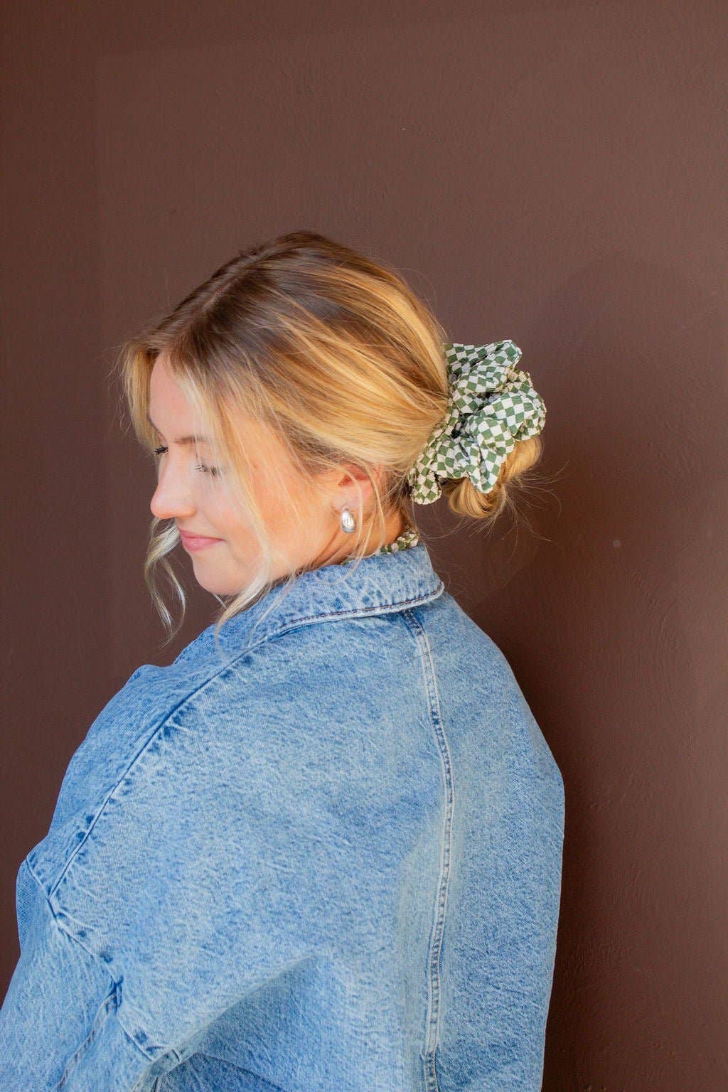 Lindsey Checked Jumbo Scrunchie