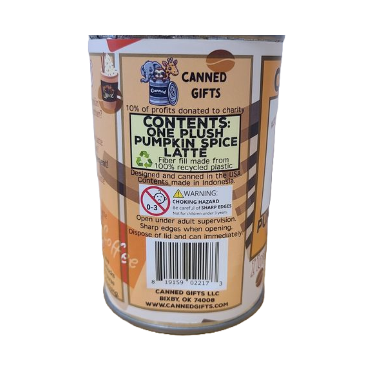 Canned Pumpkin Plush Gift in Can (pop top)