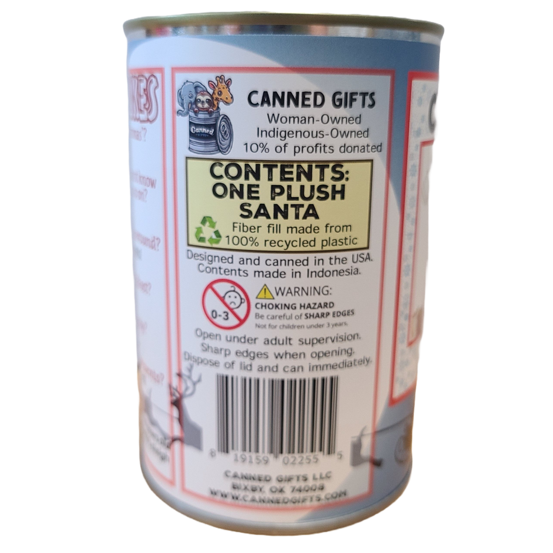 Canned Santa | Plush Jolly St. Nick w/Jokes | Christmas