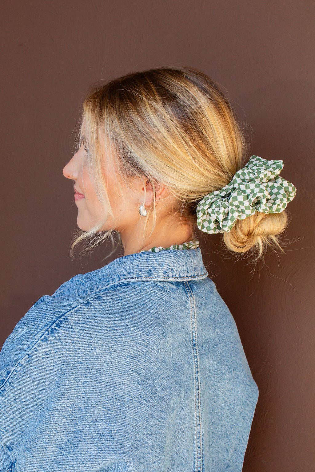 Lindsey Checked Jumbo Scrunchie