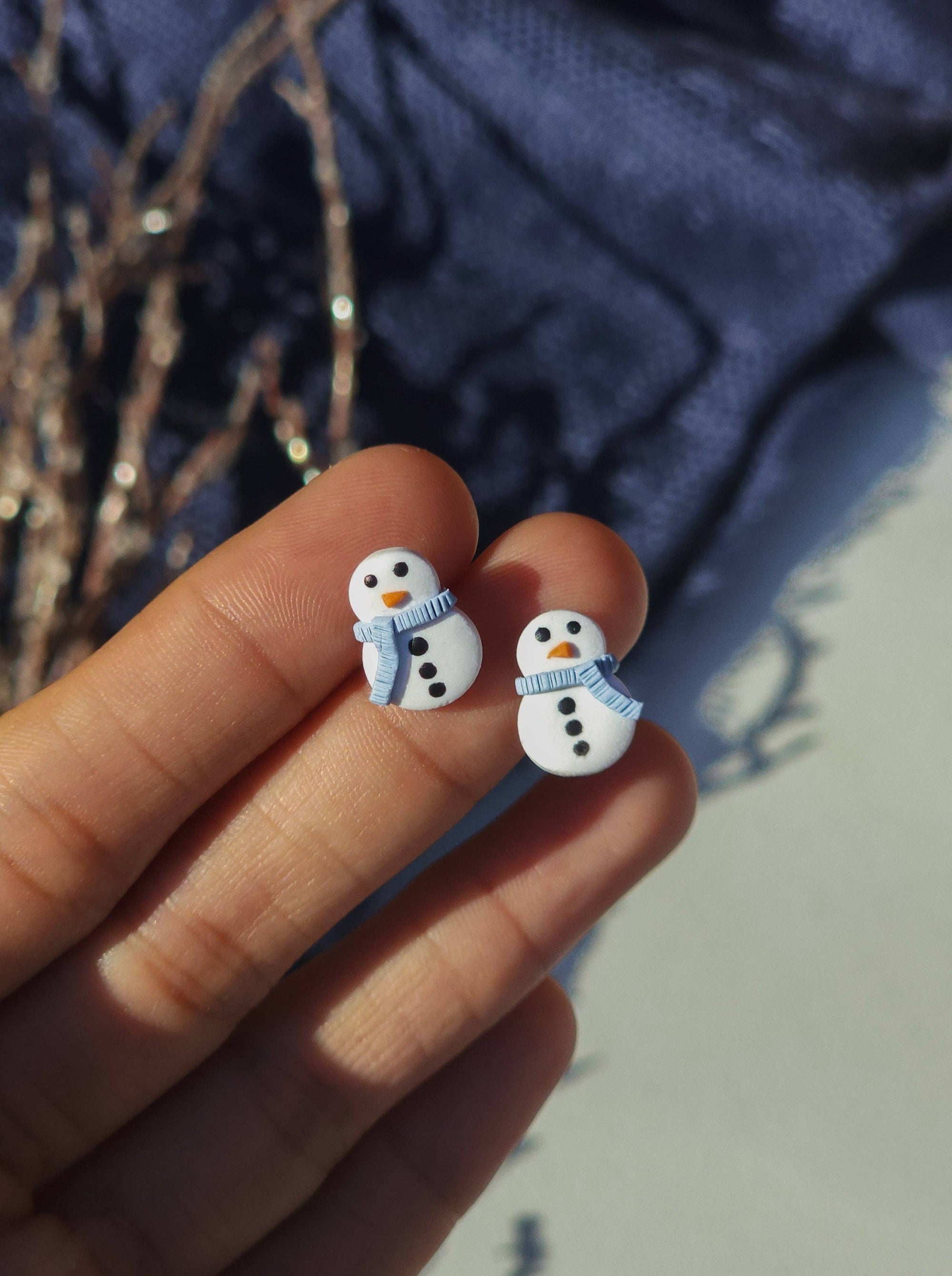 Little Snowmen | Christmas | Polymer Clay Stud Earrings
