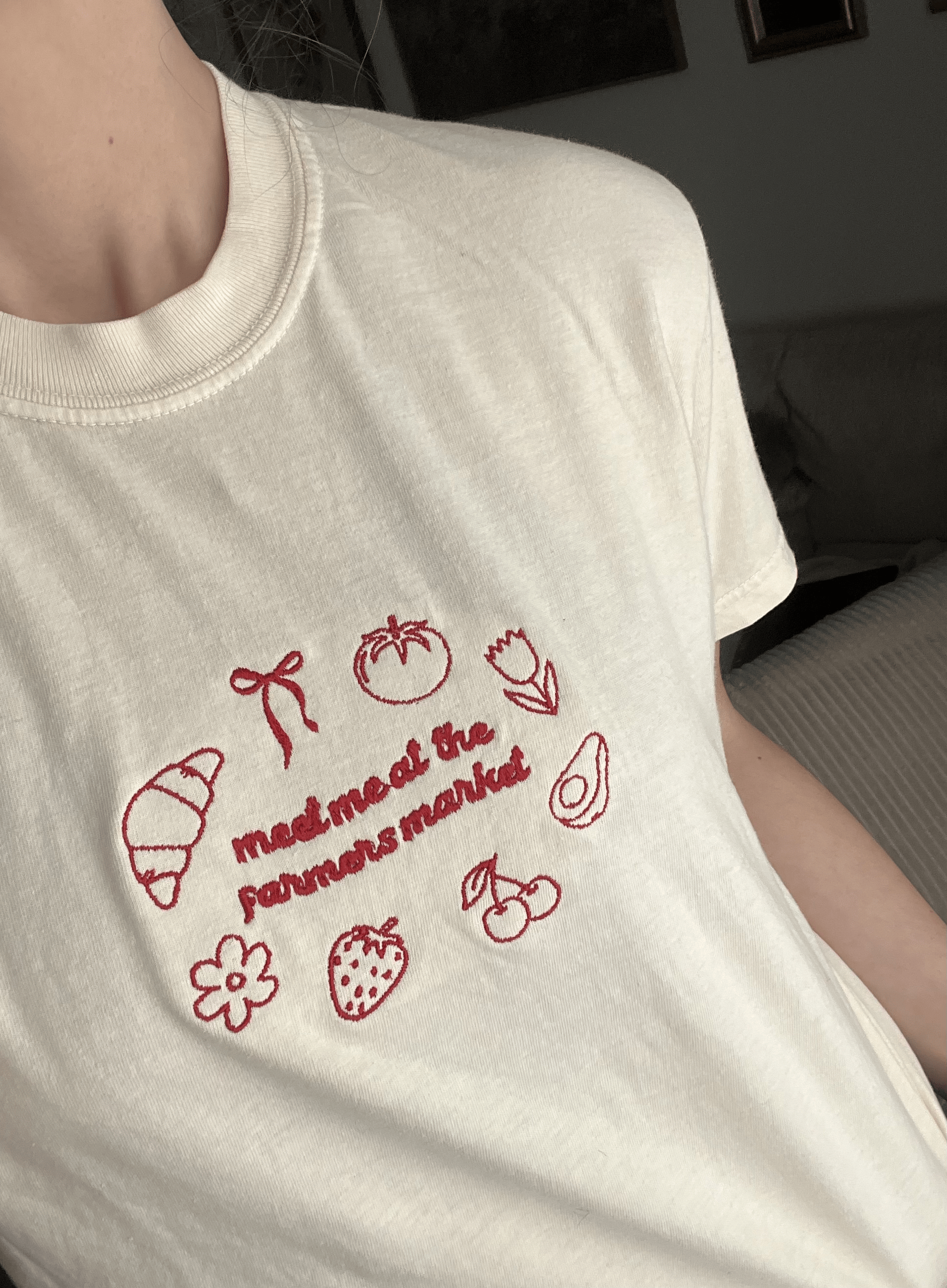 Farmer Market Embroidered Tee, Fruit icons Embroidery tee