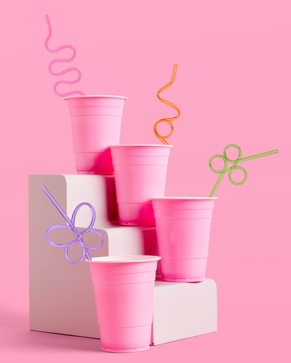 Reusable Rainbow Party Swirly Straws, Groovy Party Decor