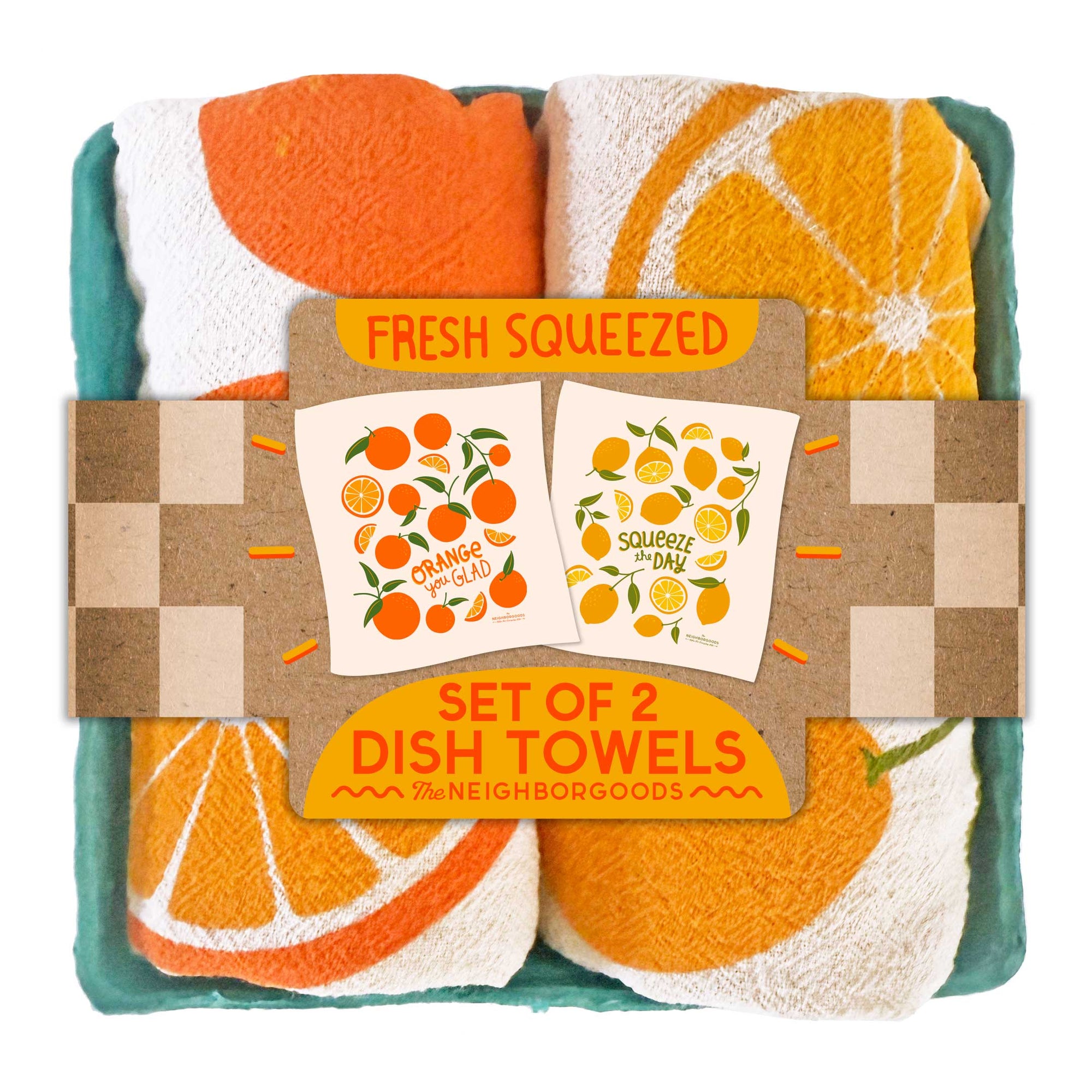 FRESH SQUEEZED (Orange, Lemon) - Tea Towel Set of 2