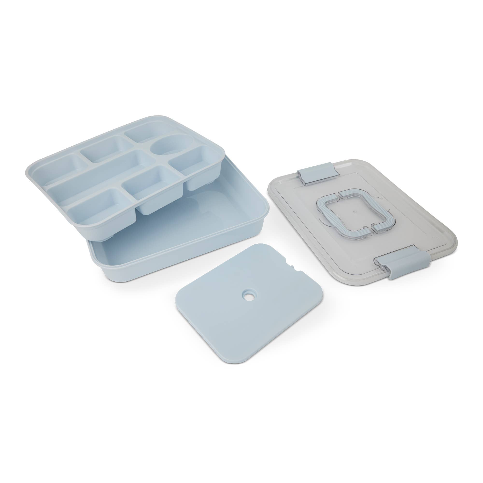 9 Section Snackle w/ Ice Pack & Handle Clip Lid - Cloudy Sky