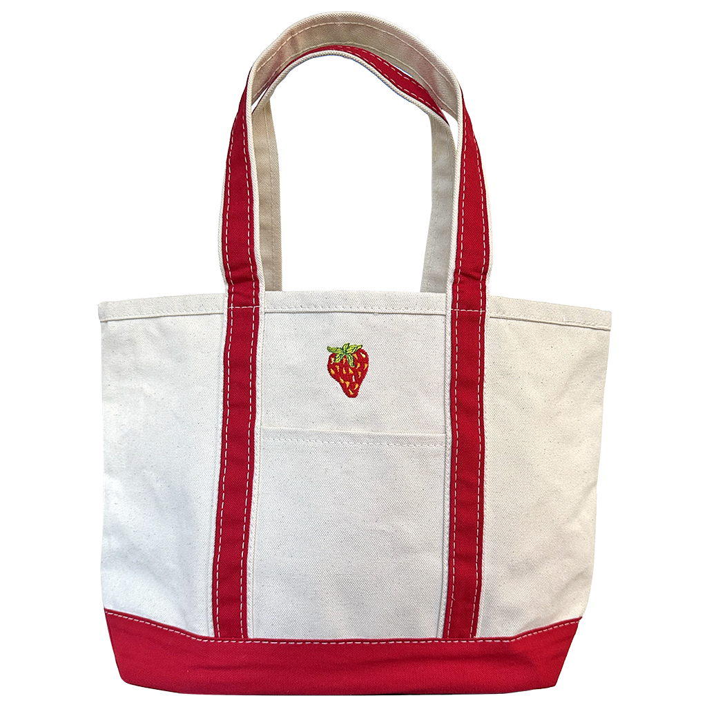 PRE ORDER Strawberry Red BiG Canvas Tote Bag Vintage Inspired