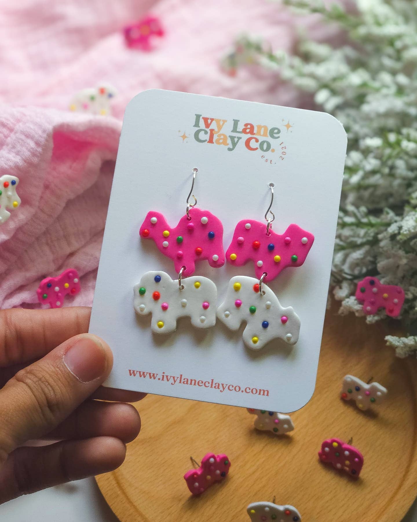 Frosted Animal Cookies | Food | Polymer Clay Dangle Earrings