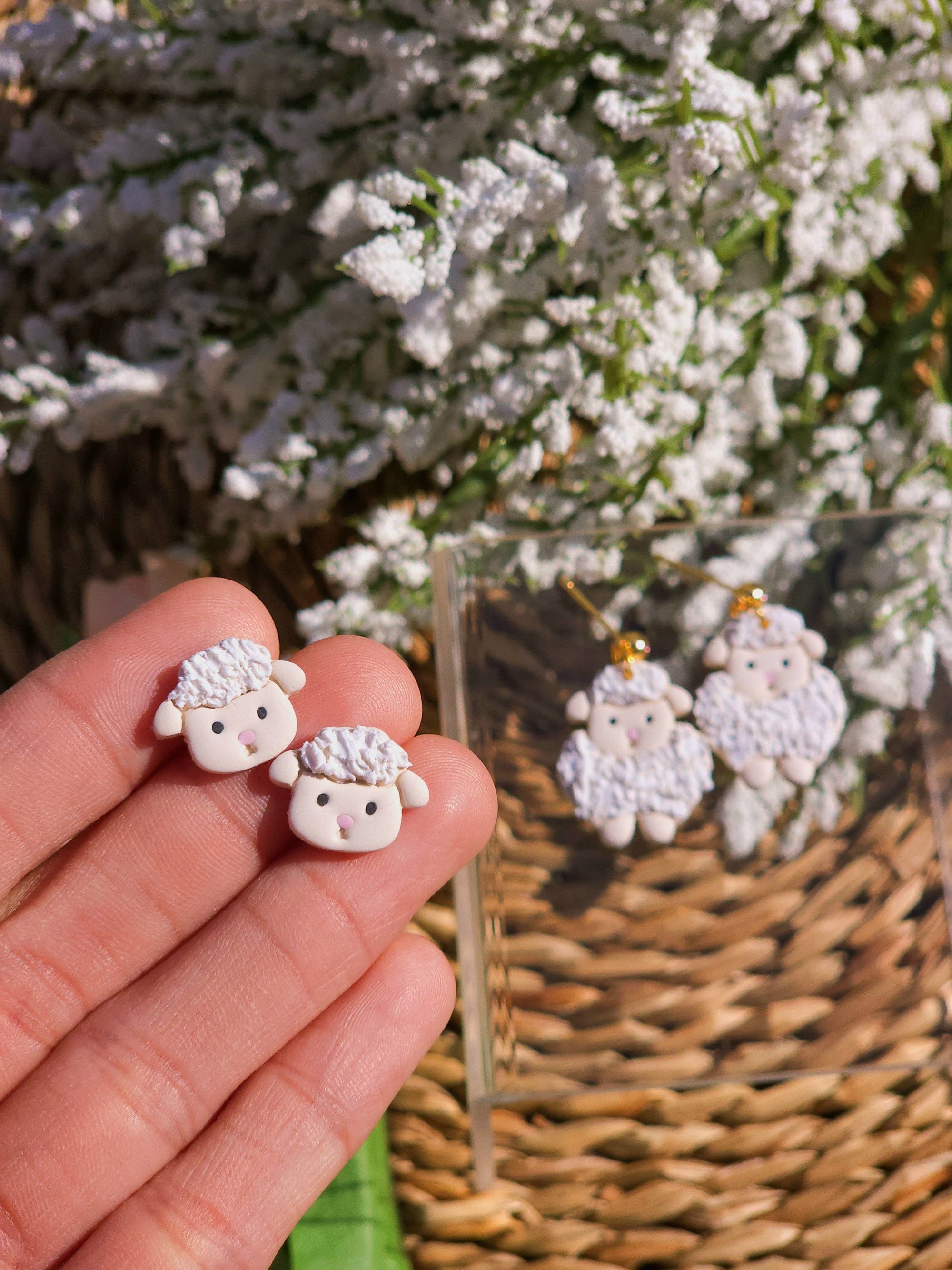 Little Lambs | Sheep | Easter | Polymer Clay Stud Earrings