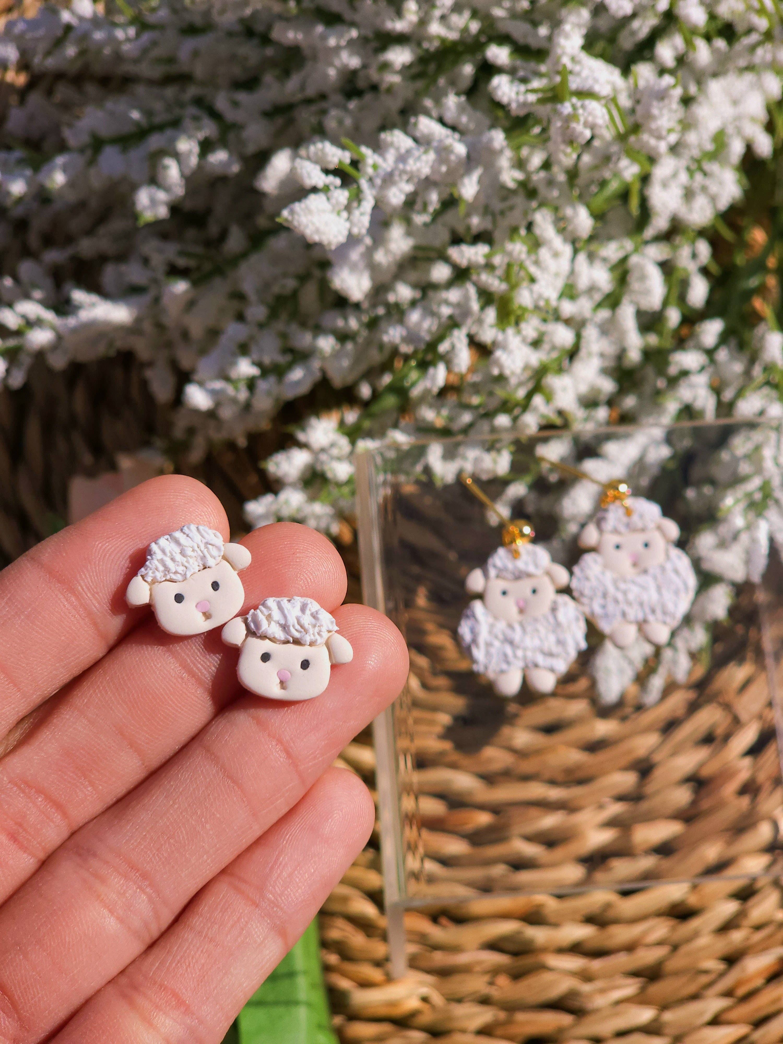Little Lambs | Sheep | Easter | Polymer Clay Stud Earrings