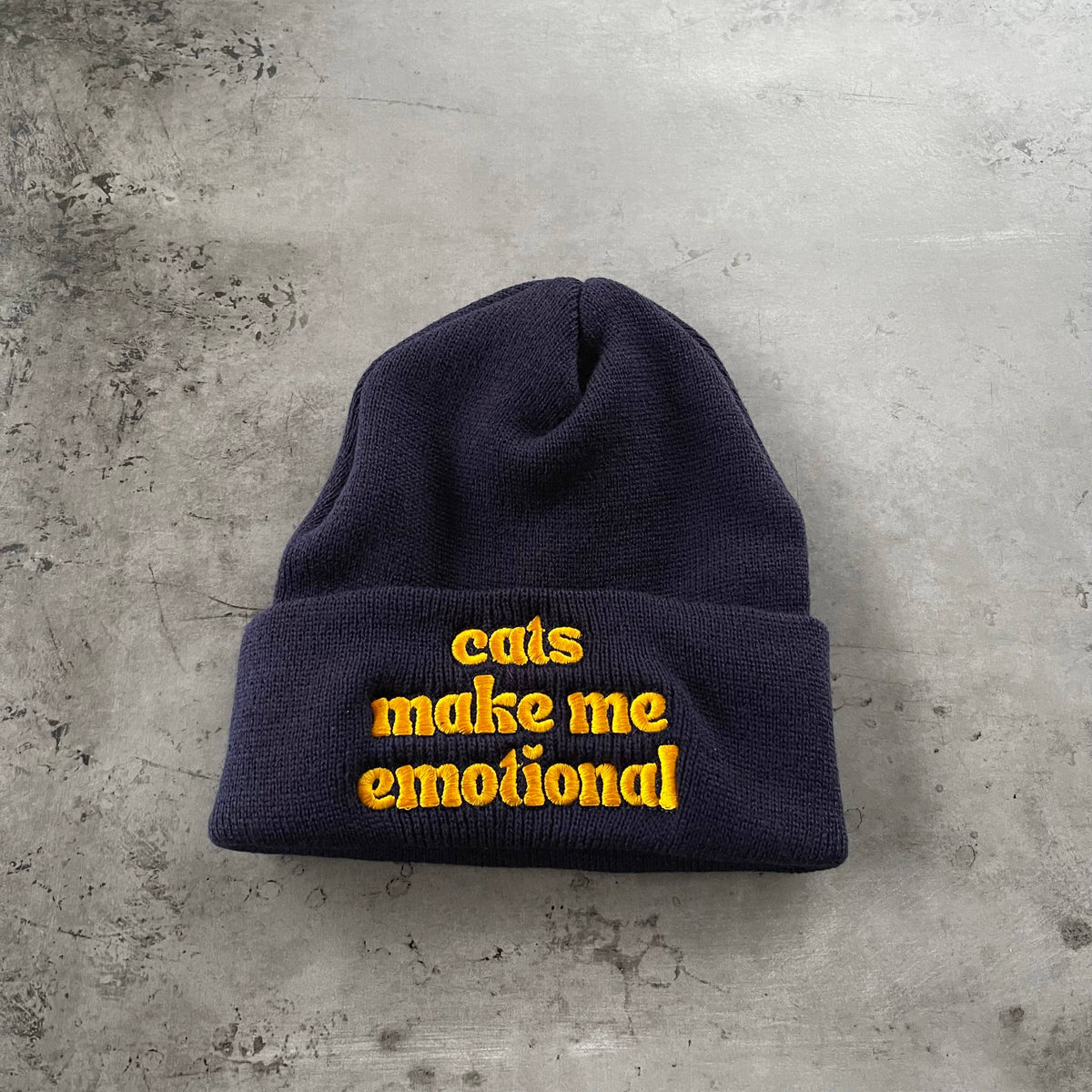 Cats make me emotional knit beanie hat Made in America