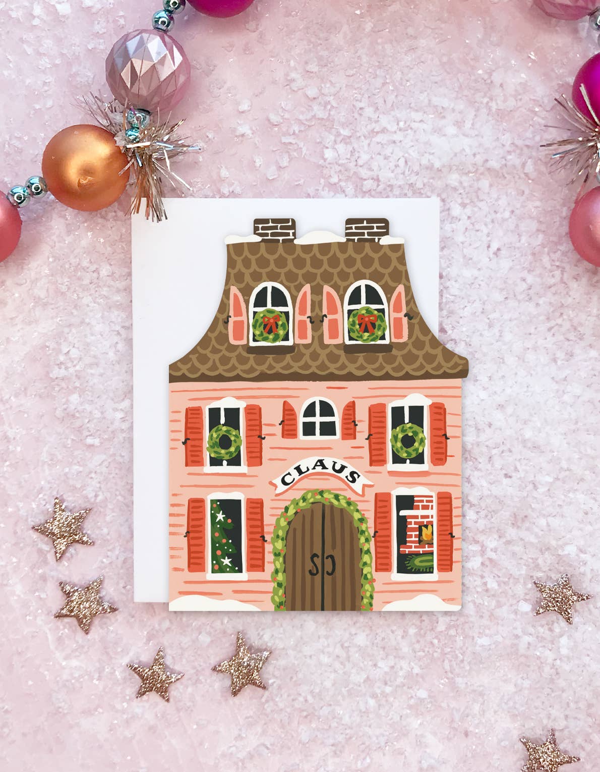 Santa's House Die Cut Greeting Card
