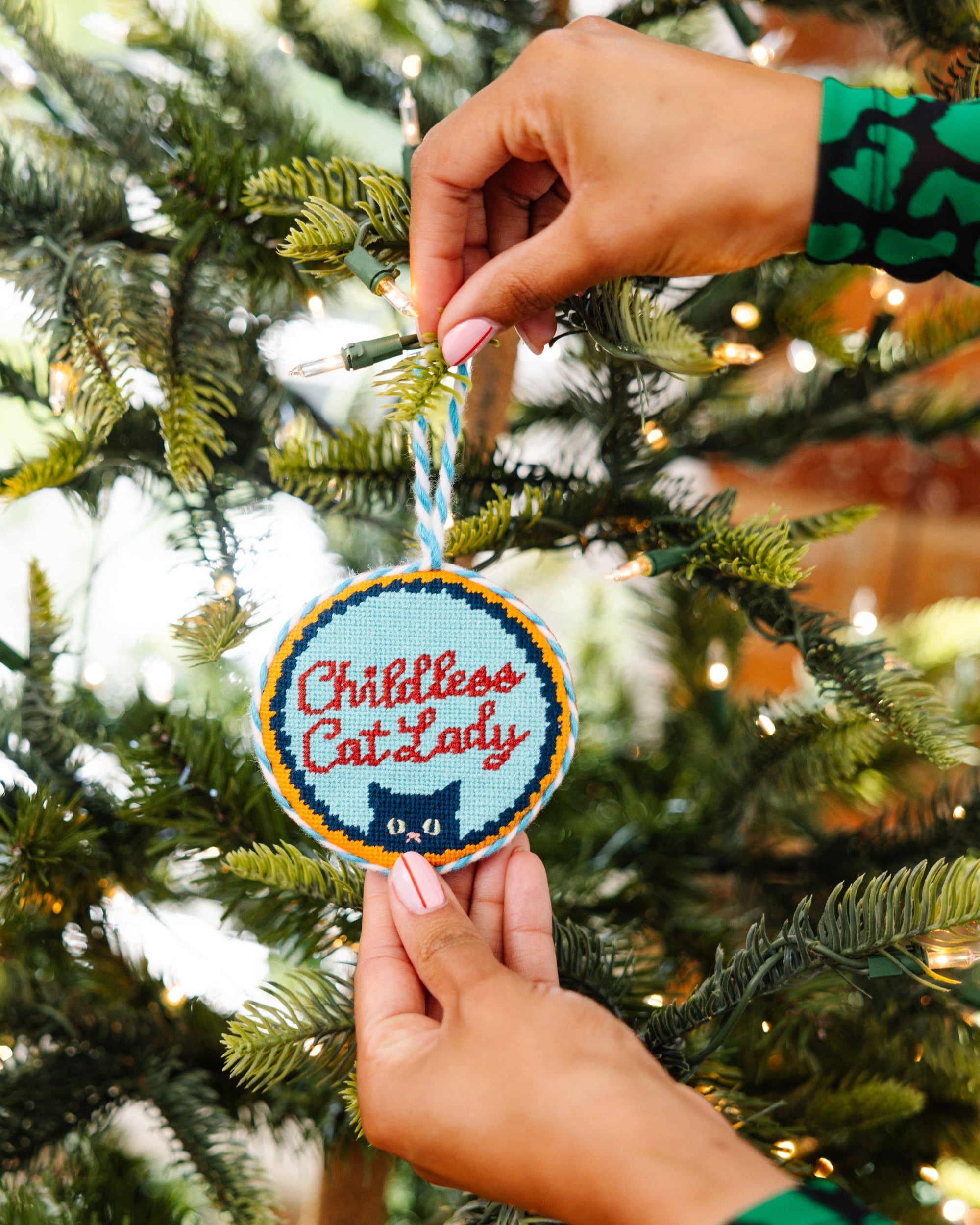 Needlepoint Ornament - Childless Cat Lady