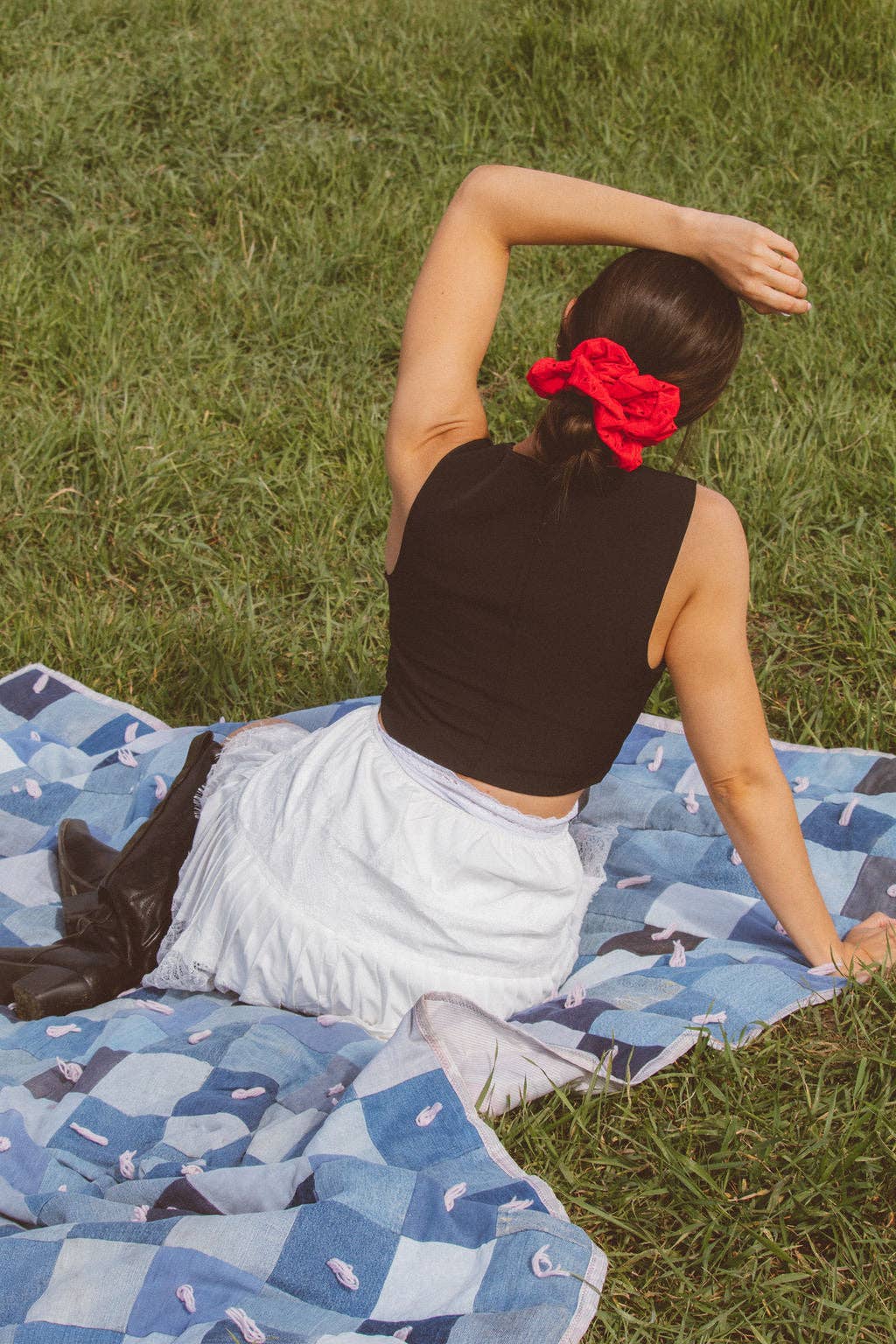 Red Eyelet Jumbo Scrunchie