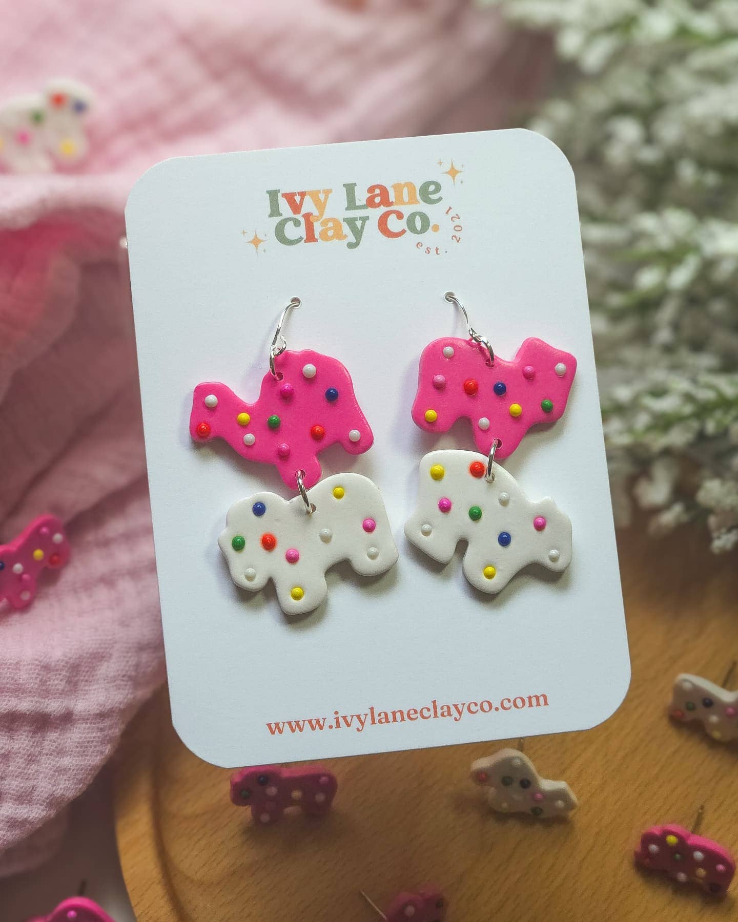 Frosted Animal Cookies | Food | Polymer Clay Dangle Earrings