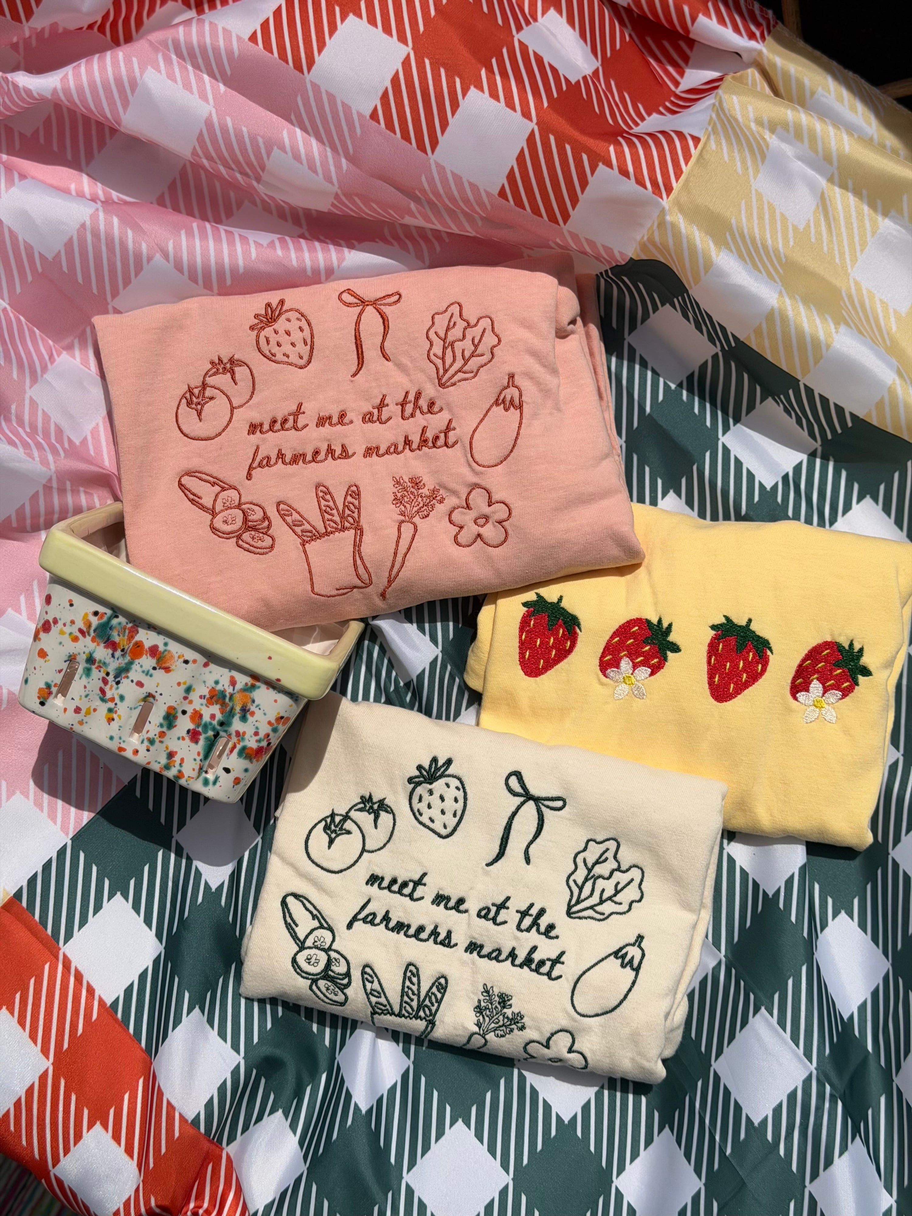 Embroidered Farmers Market Women's Crop Tshirt
