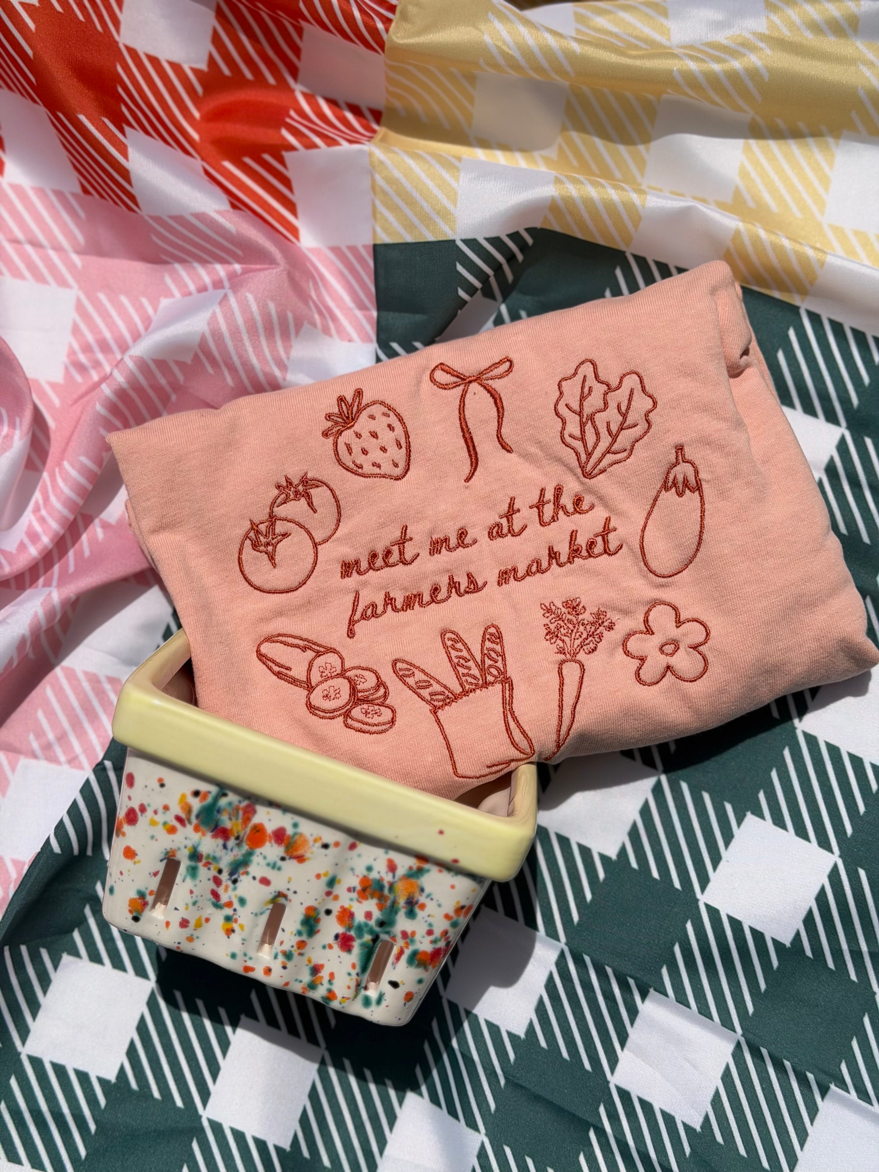 Embroidered Farmers Market Women's Crop Tshirt