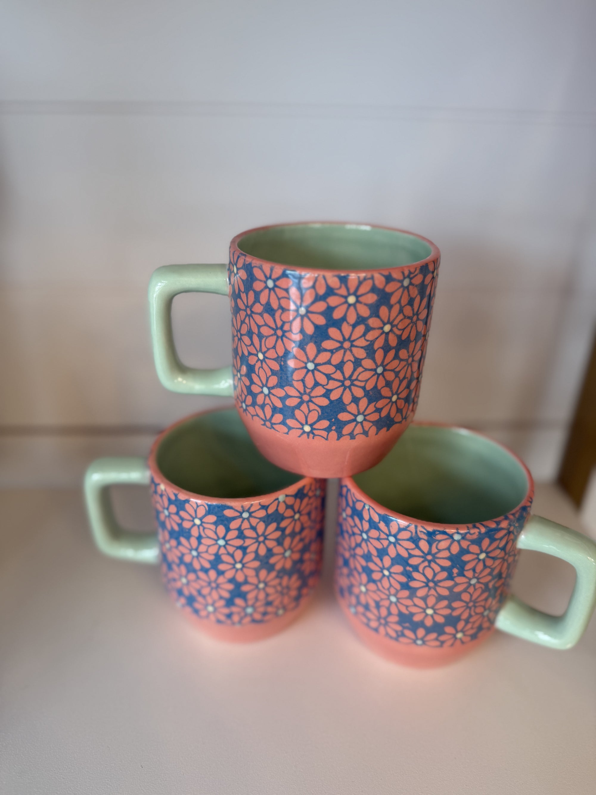 Pink Retro Floral Mug