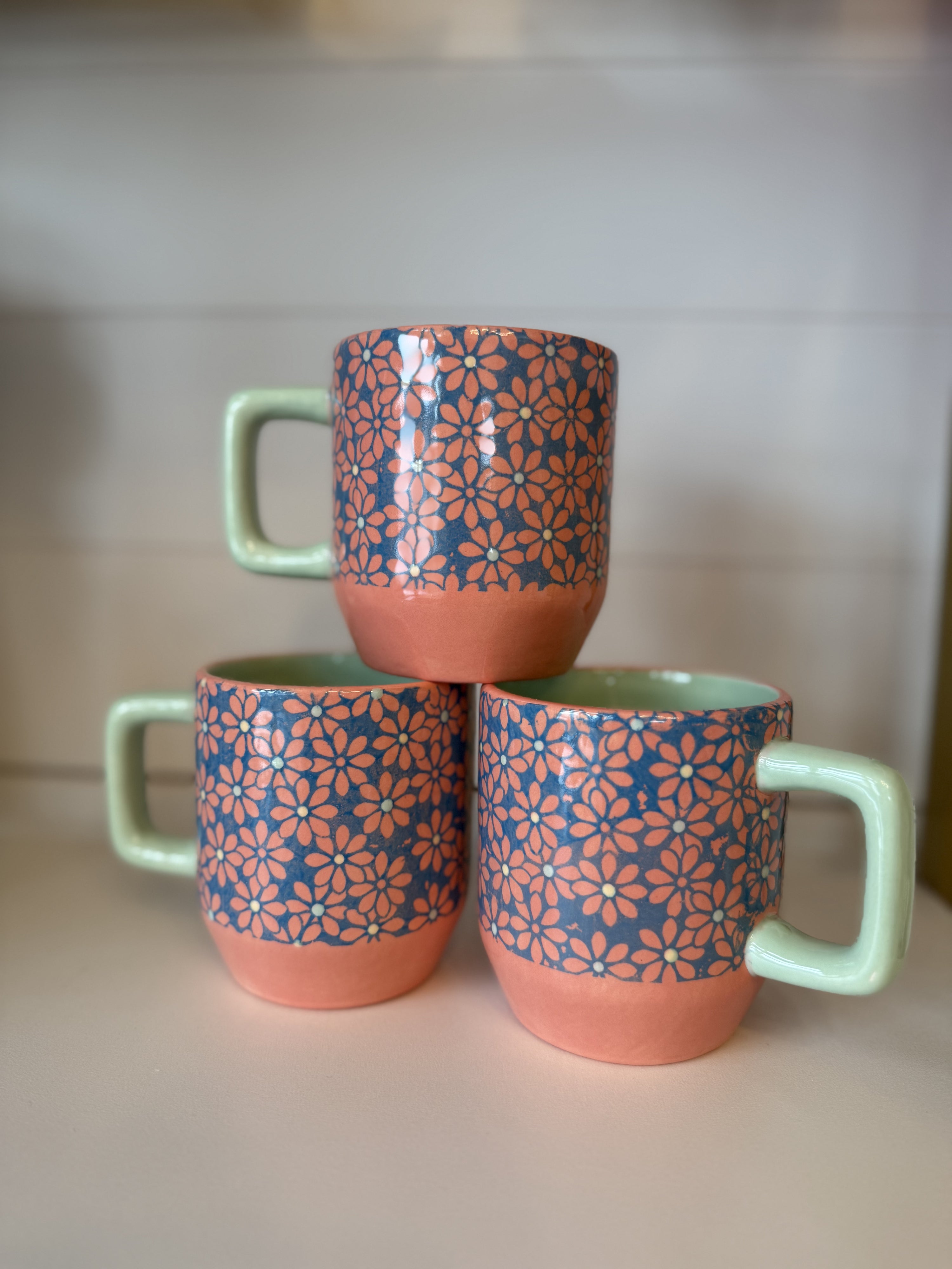 Pink Retro Floral Mug