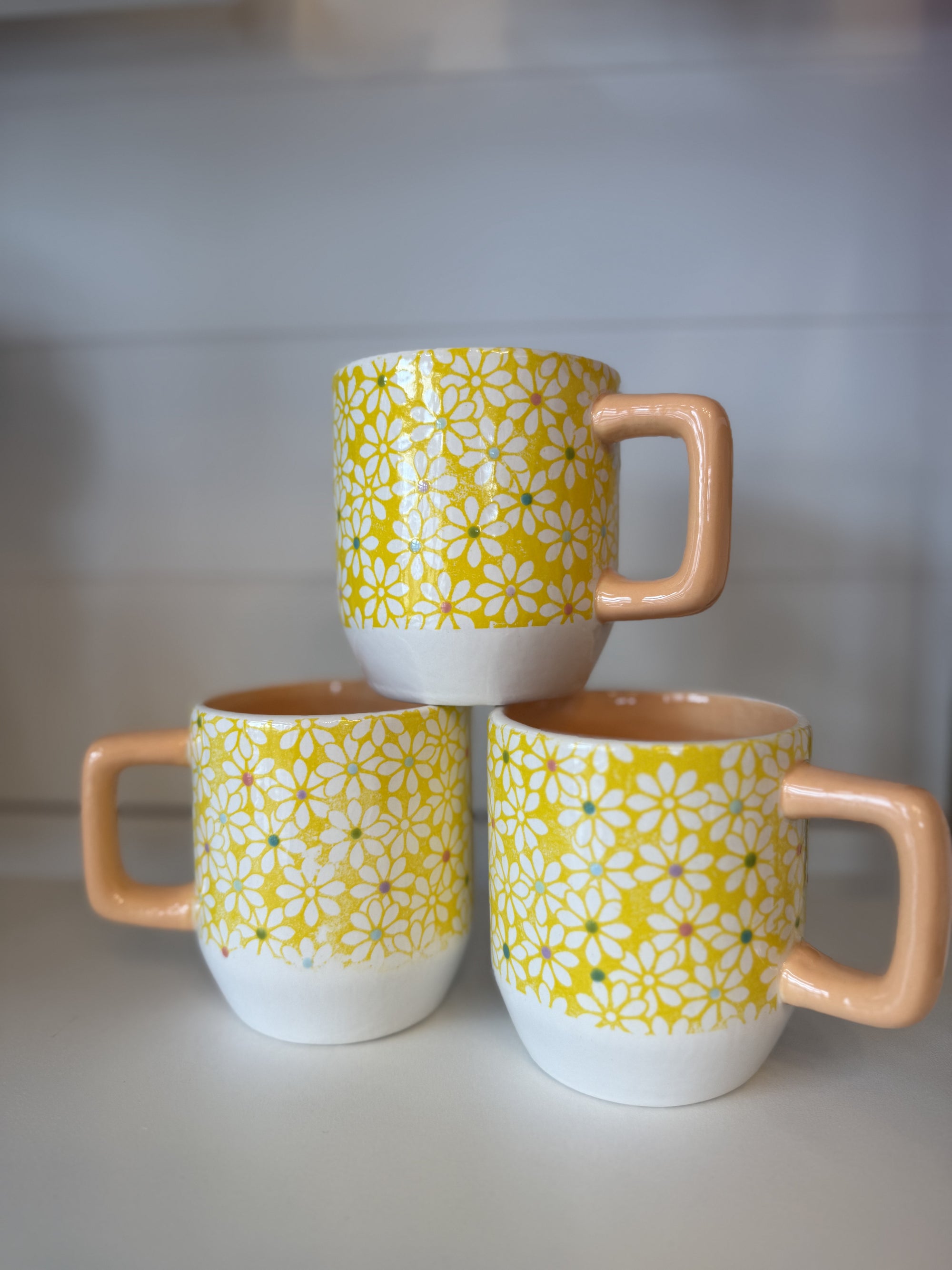 Yellow Retro Floral Mug