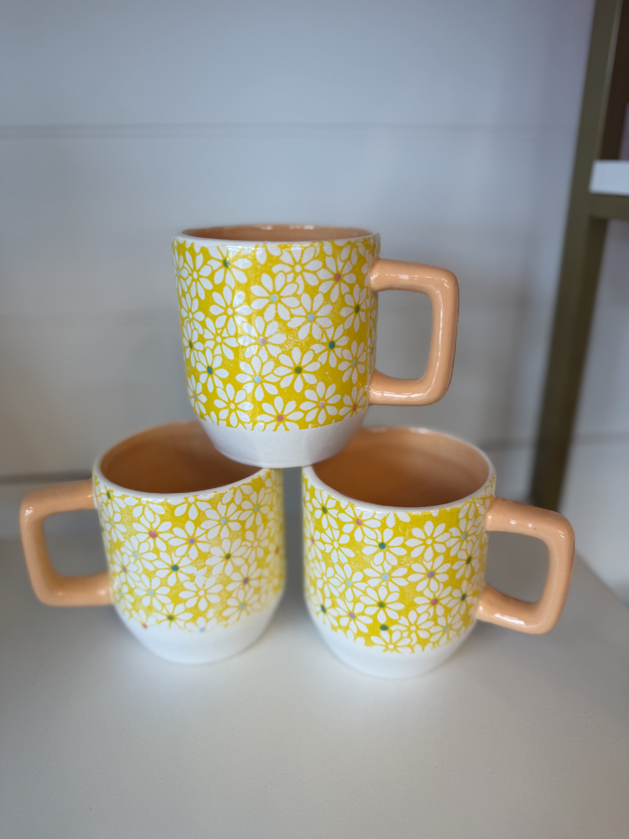 Yellow Retro Floral Mug