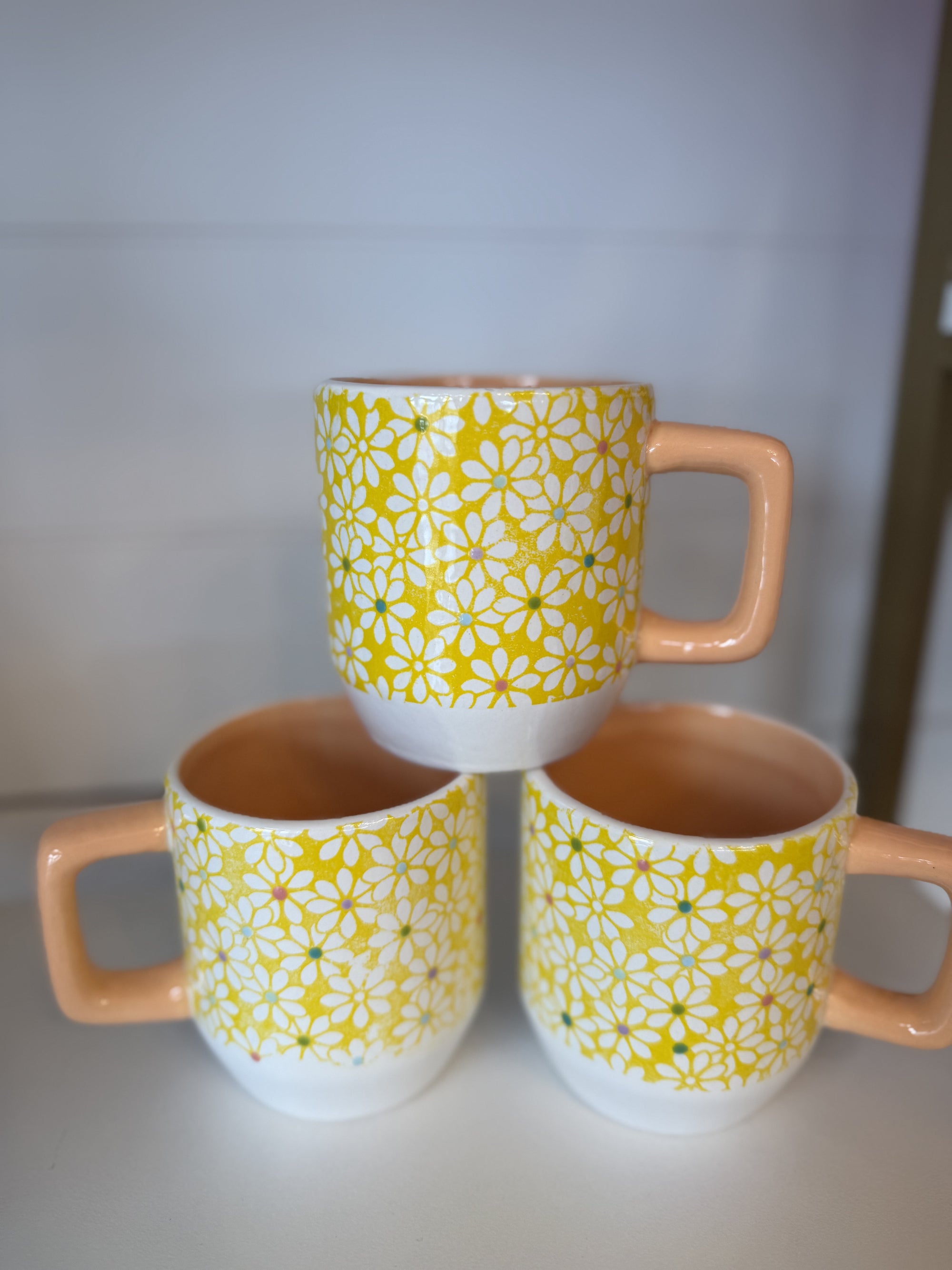 Yellow Retro Floral Mug