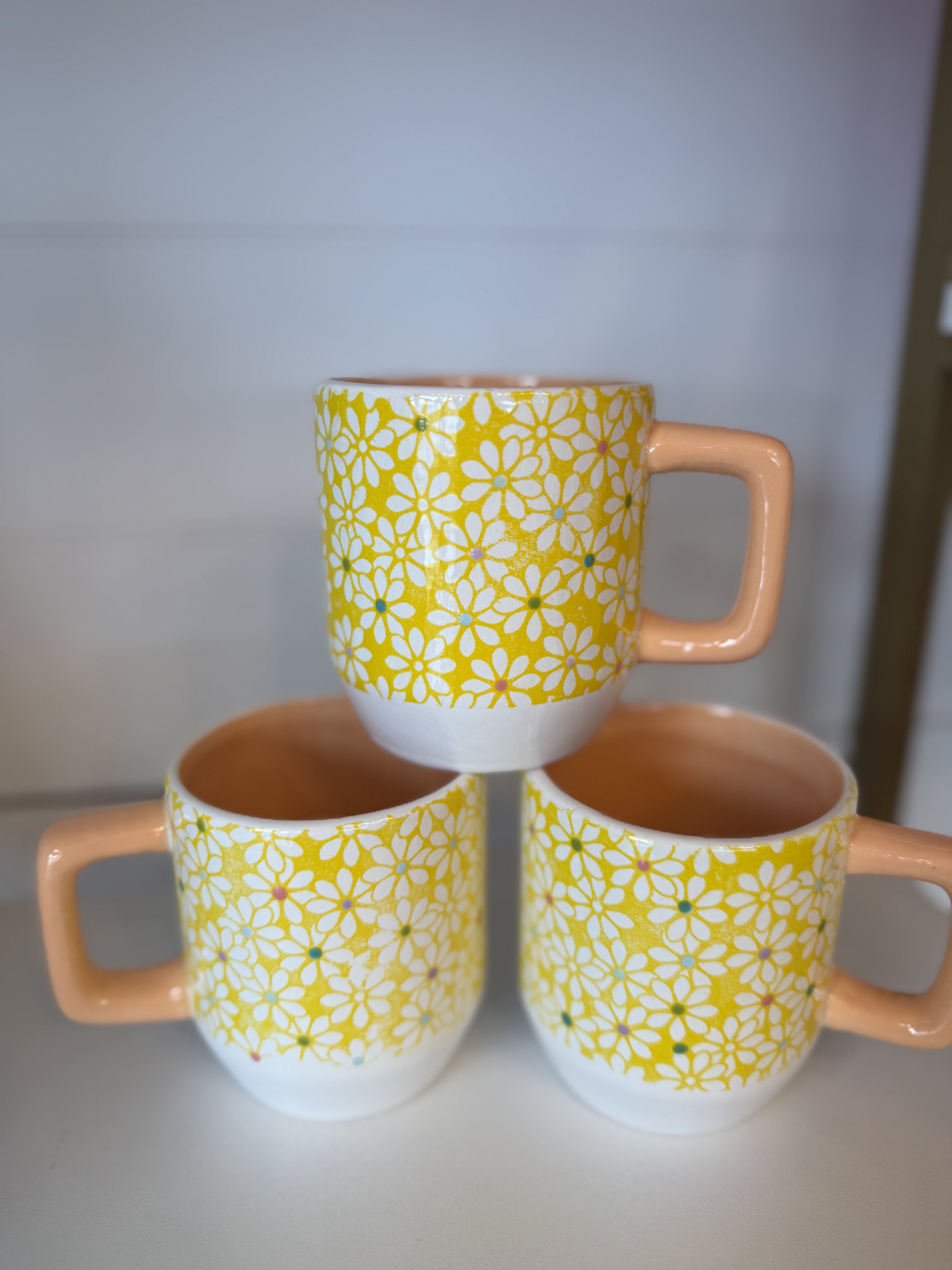 Yellow Retro Floral Mug