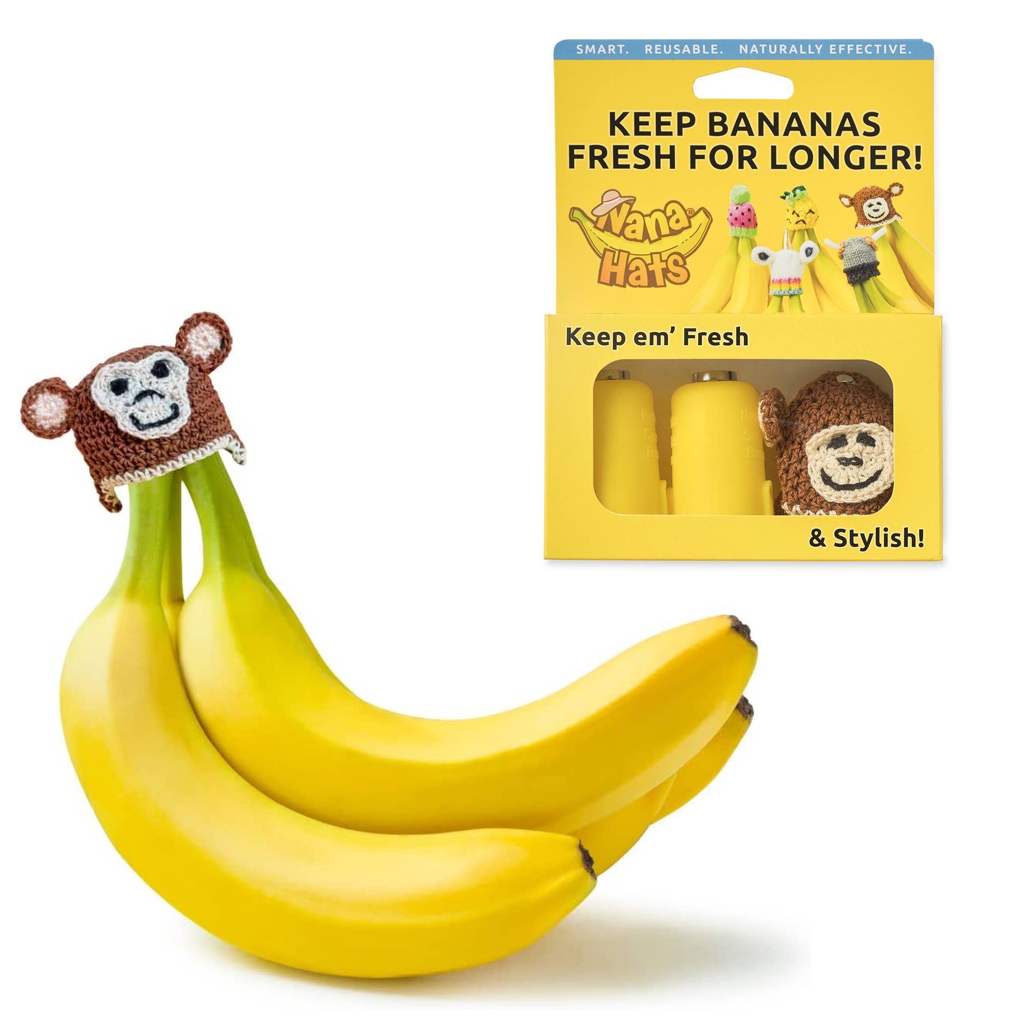 Monkey Nana Hat | Includes 2 Stretchy Silicone Caps with Magnets